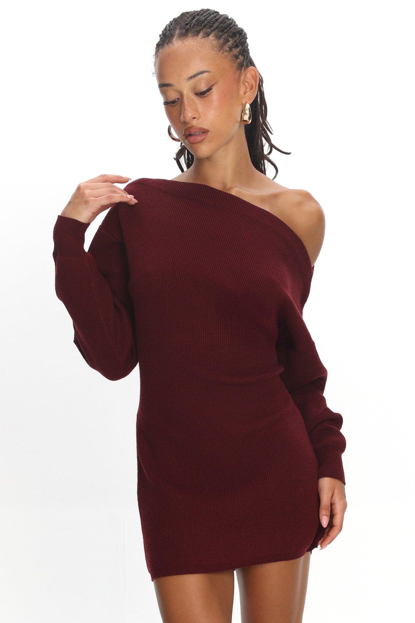 one shoulder knit mini dress Alisia One Shoulder Knit Mini Dress | Pink Stripe | Womens