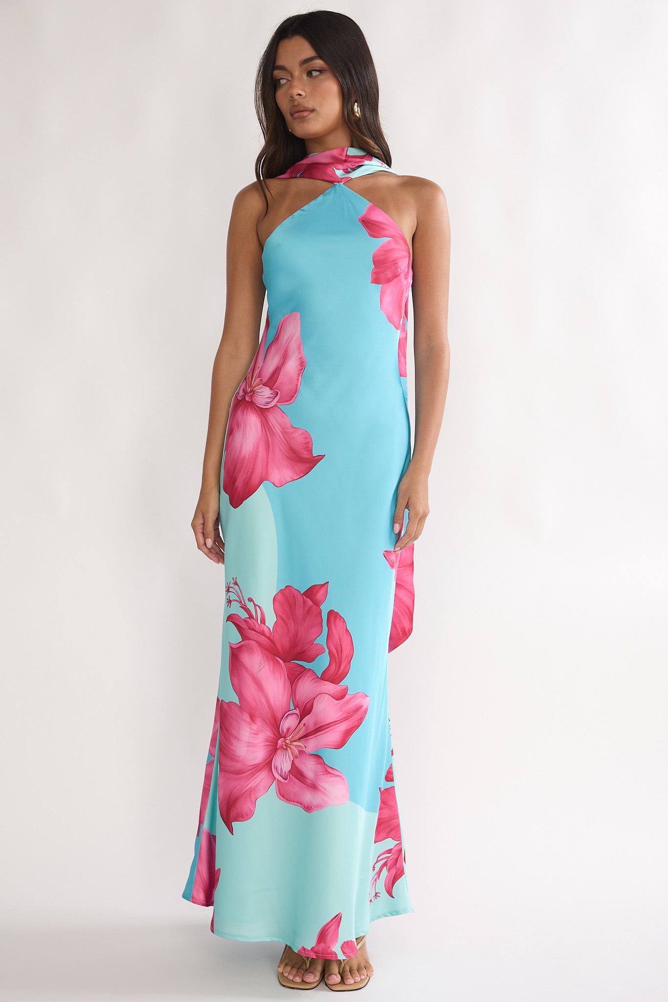 Risha Scarf Maxi Dress Lily Hot Pink - M Risha Scarf Maxi Dress Lily Hot Pink - M