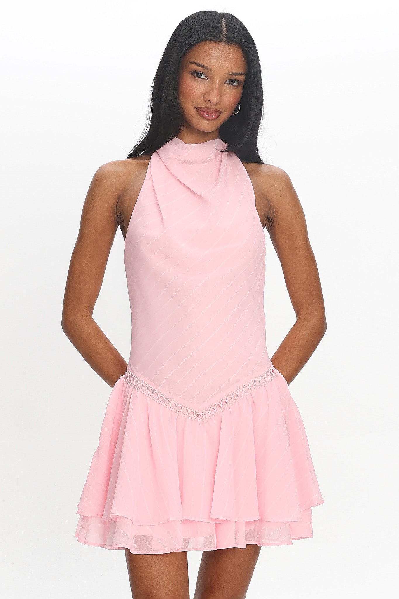 perla halter mini dress pink Women's Pearl Play Dress in Pink | Size XS