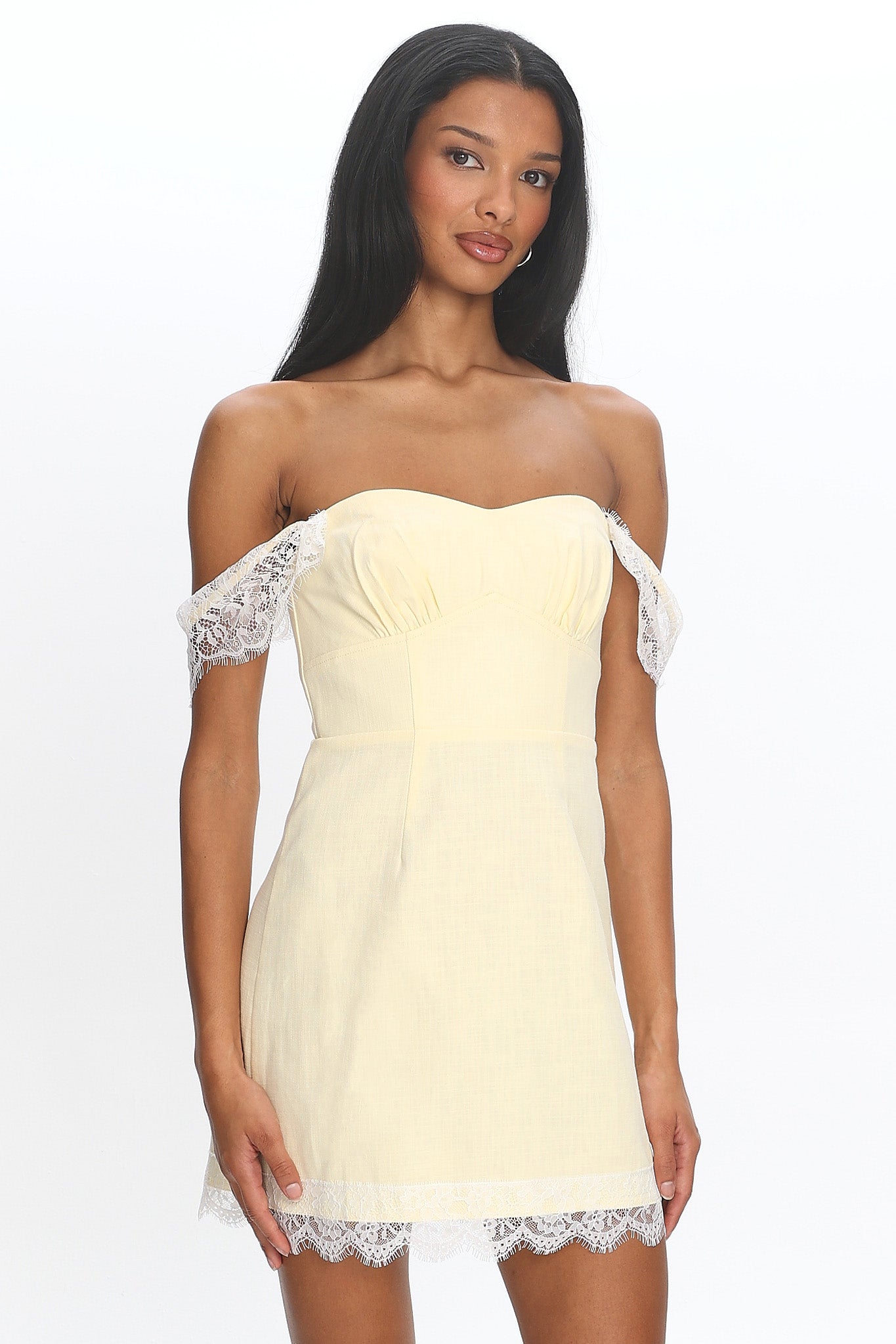 Sardinia Lace-Trim Mini Dress Baby Yellow