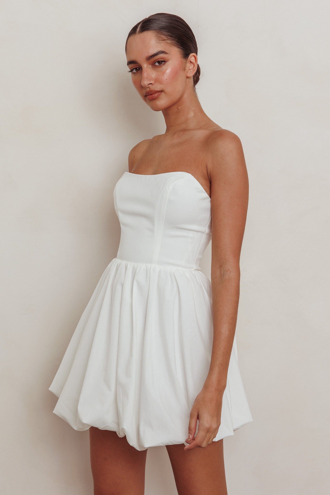 Like Art Strapless Bubble Mini Dress Off White Like Art Strapless Bubble Mini Dress Off White