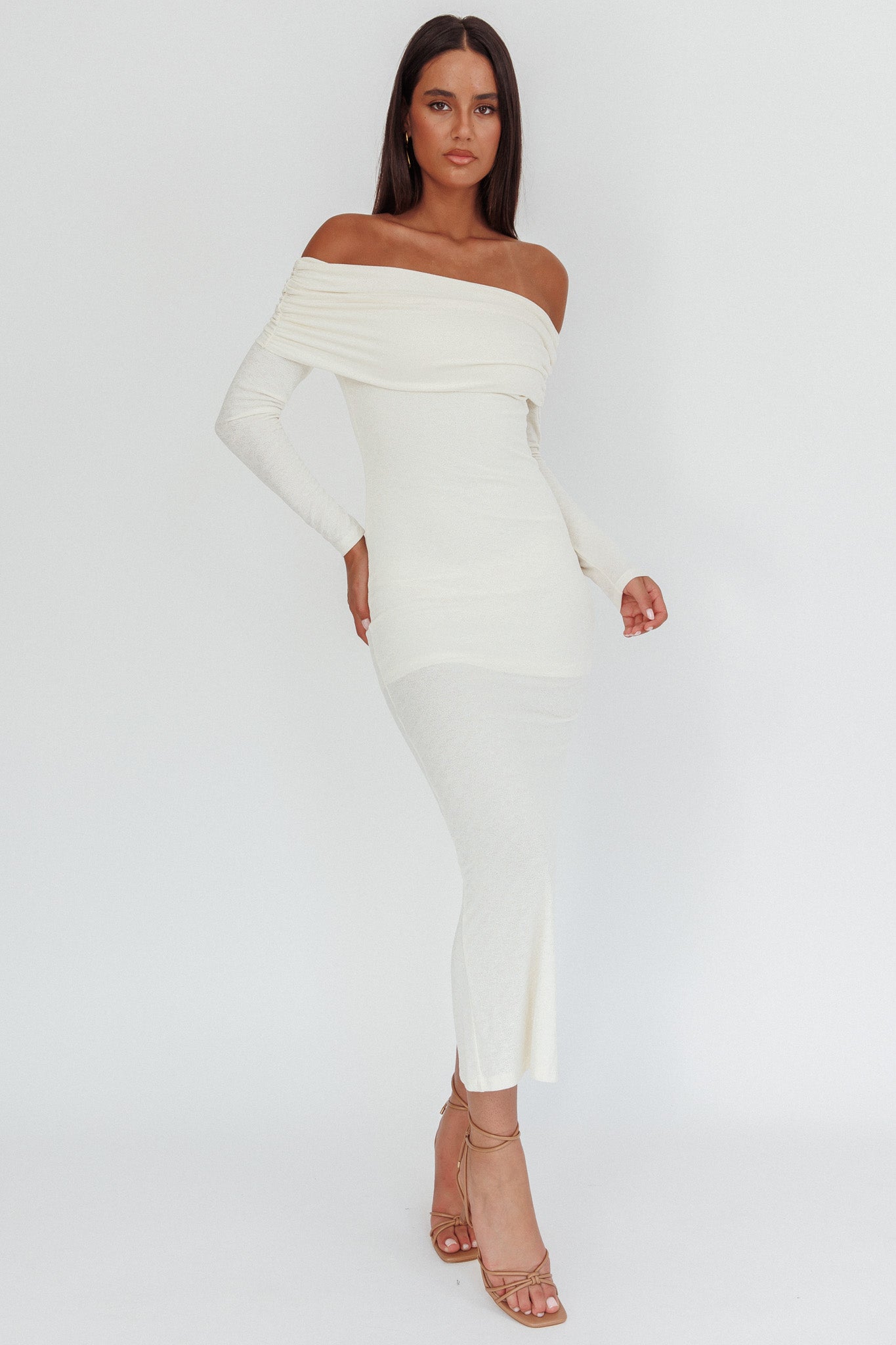 Juju Off-Shoulder Maxi Dress White | Selfie Leslie