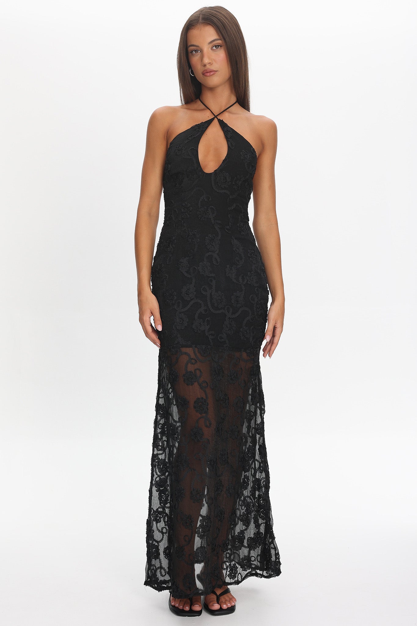 One Night Low Back Maxi Dress Embellished Black - XL One Night Low Back Maxi Dress Embellished Black - XL