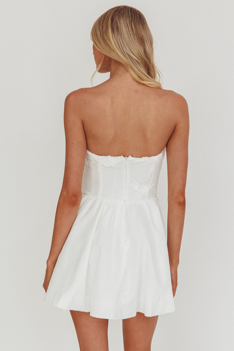 Shop the Fiora Basque Waist Strapless Mini Dress White