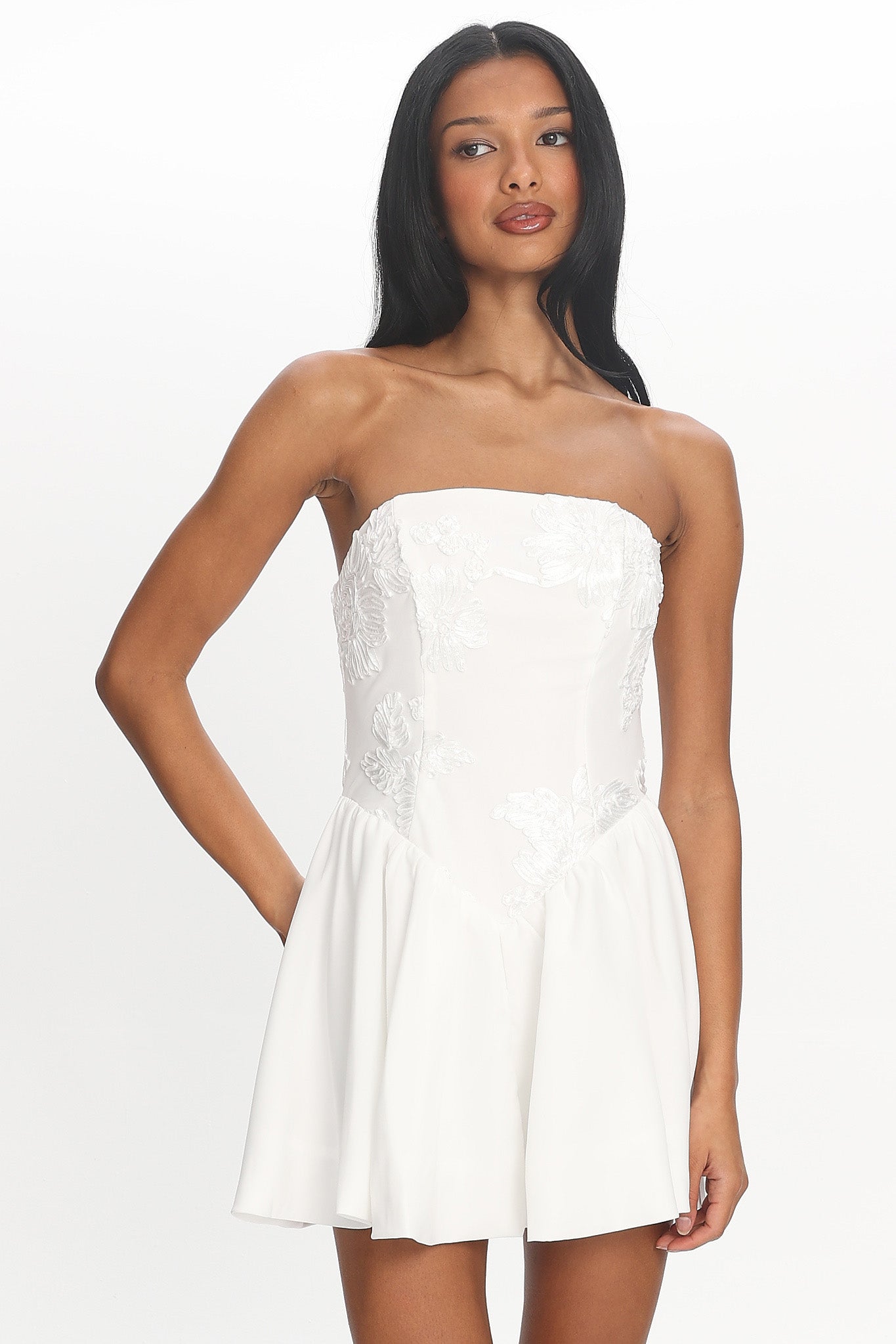 basque waist dress mini RTS Short Satin Dress With Basque Waist And Square Neck Casia Mini 4 US (36 EU) / Ivory