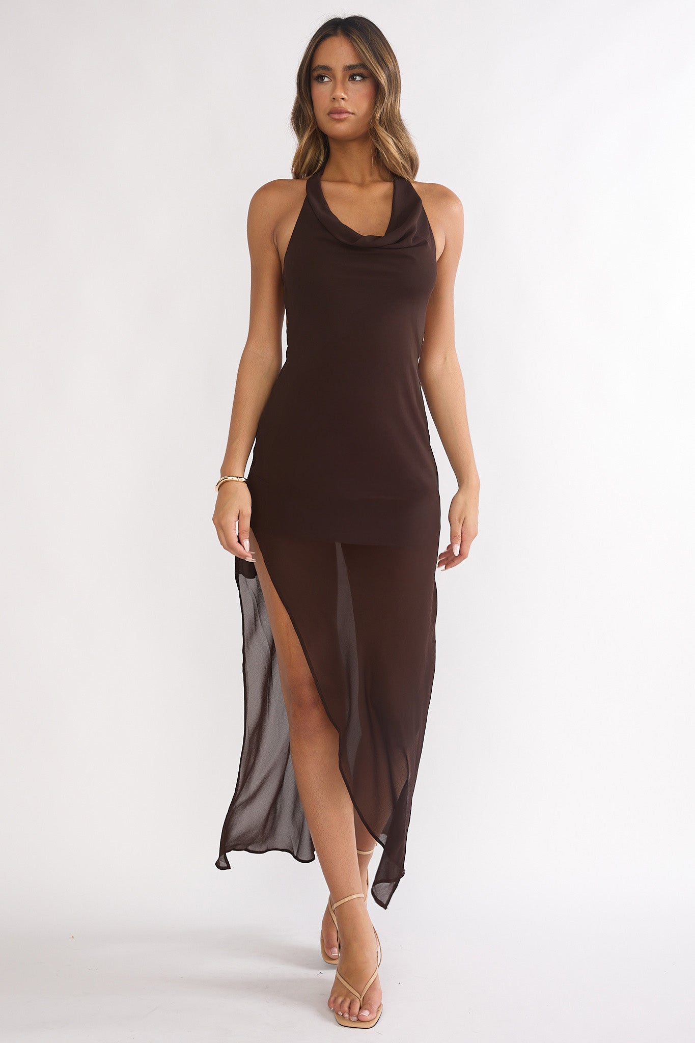 Make It Count Backless Cowl Maxi Dress Chocolate– Selfie Leslie