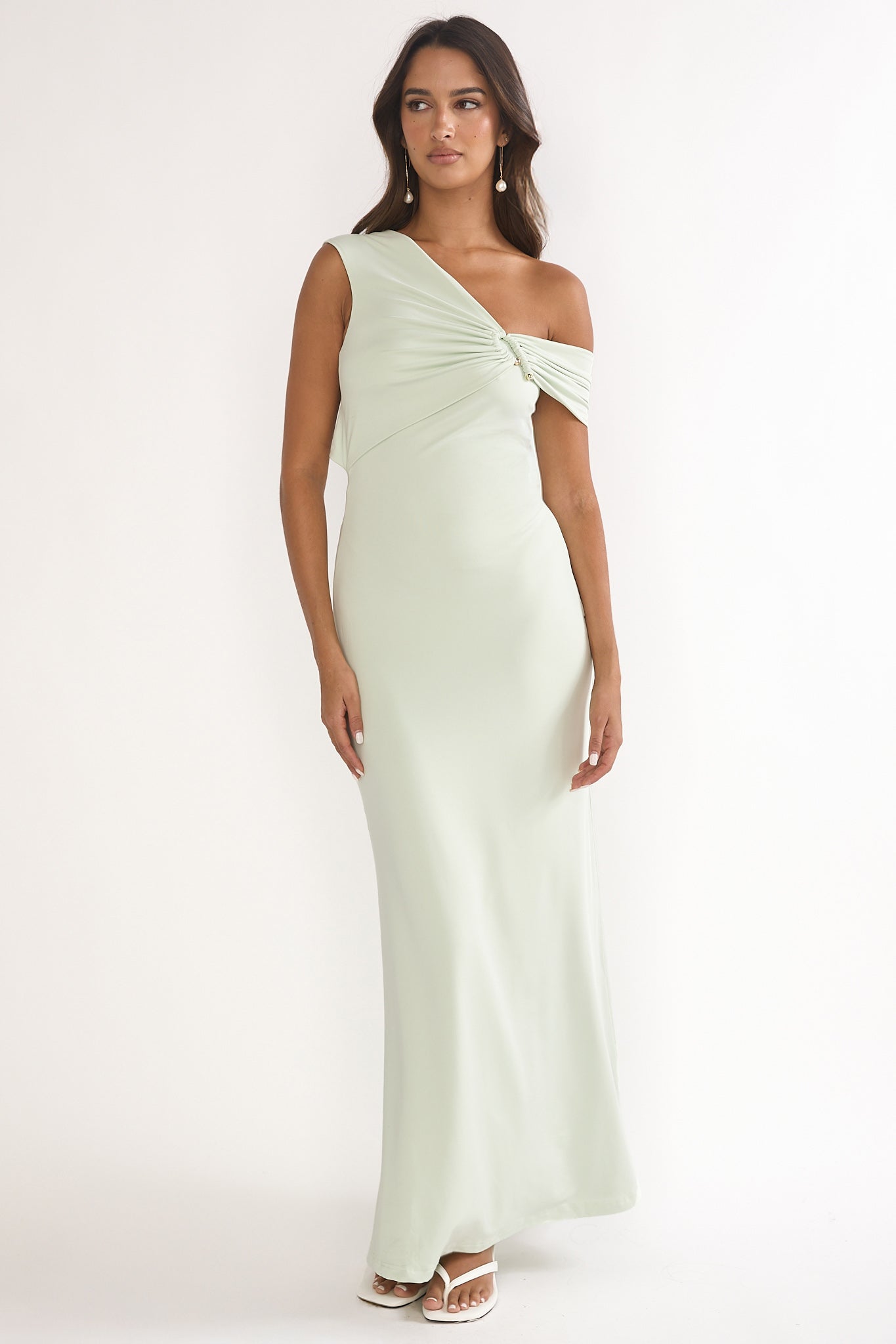 Tilda Asymmetric Neckline Maxi Dress Sage - M