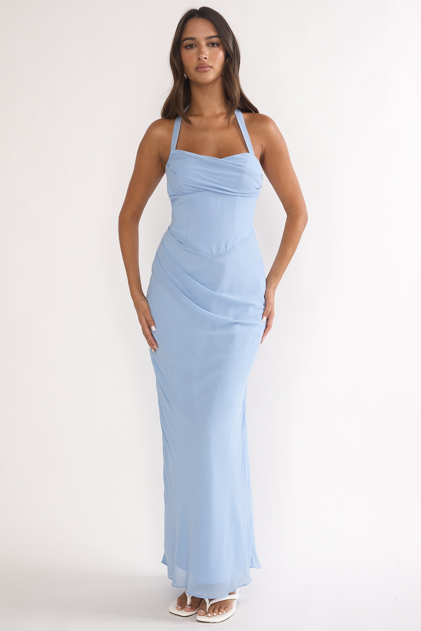 skies are blue maxi dress Sky Blue Floral Maxi Dress - All Dresses main image 0