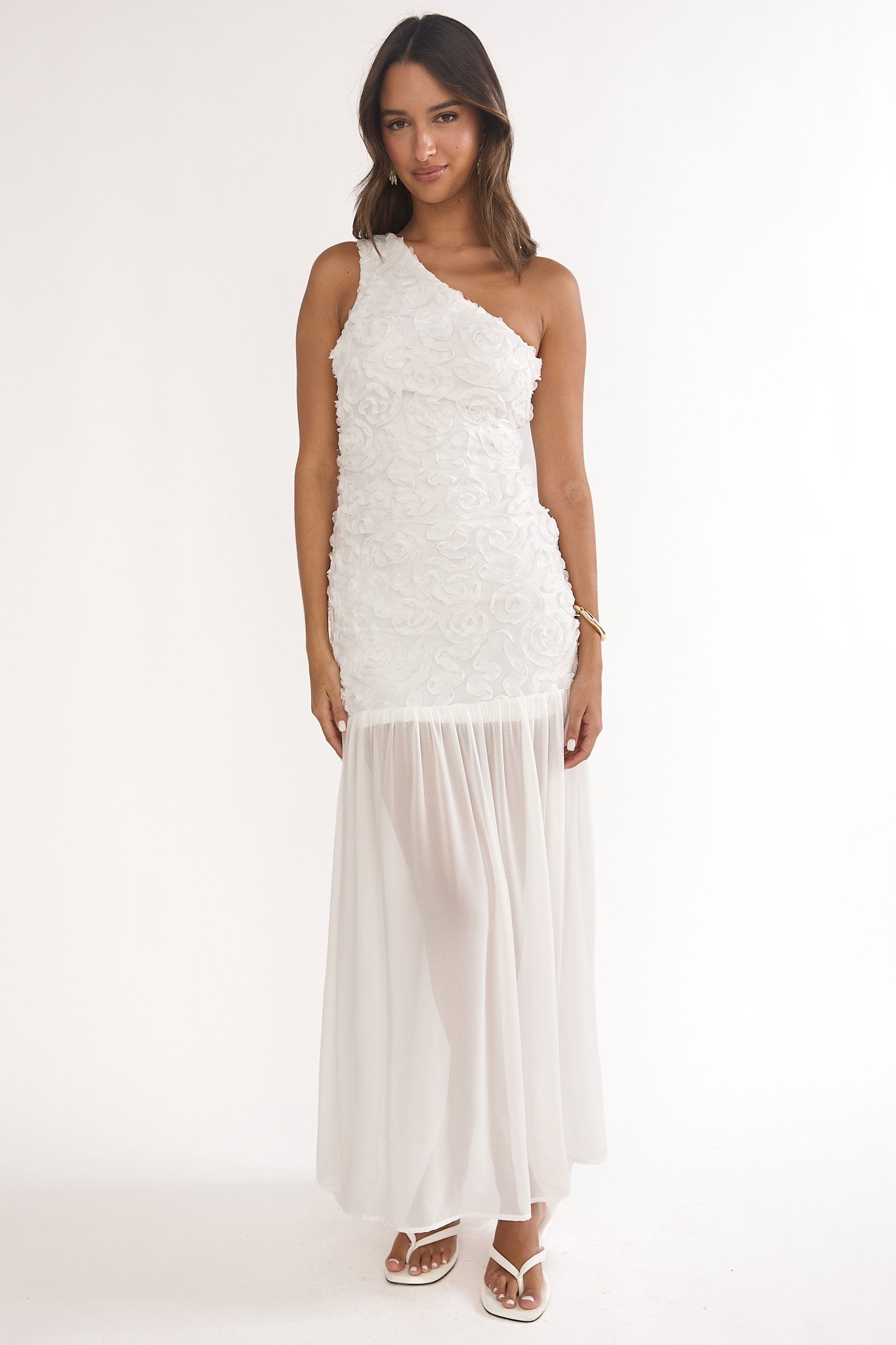 embellished one shoulder maxi dress Arlene One Shoulder Cape Sleeve Embellished Maxi Dress Frock and Frill