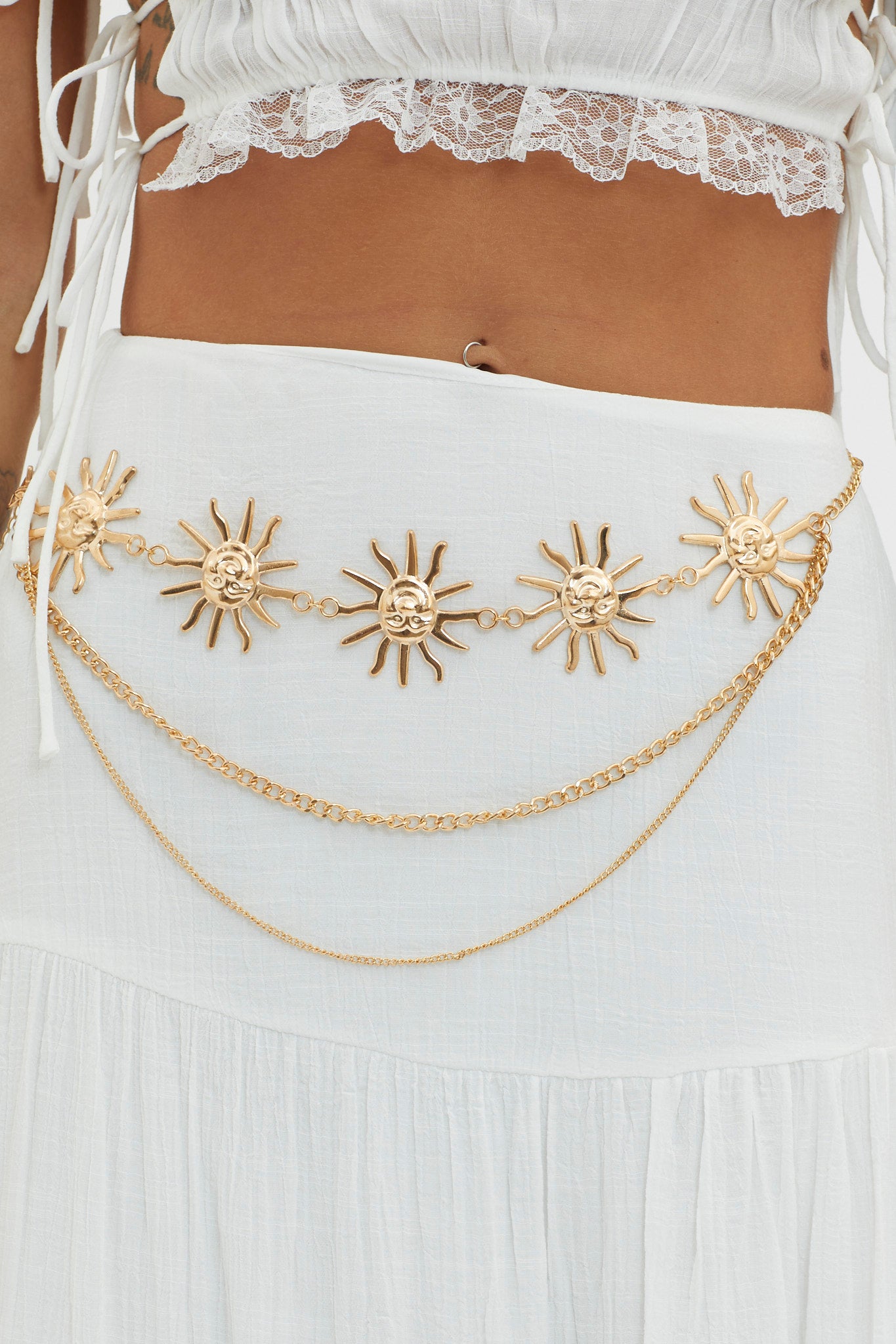 Gold Layered Waist Chain with Charms Boho Beach Adjustable Waist Chain for Women, Shell  main image 4
