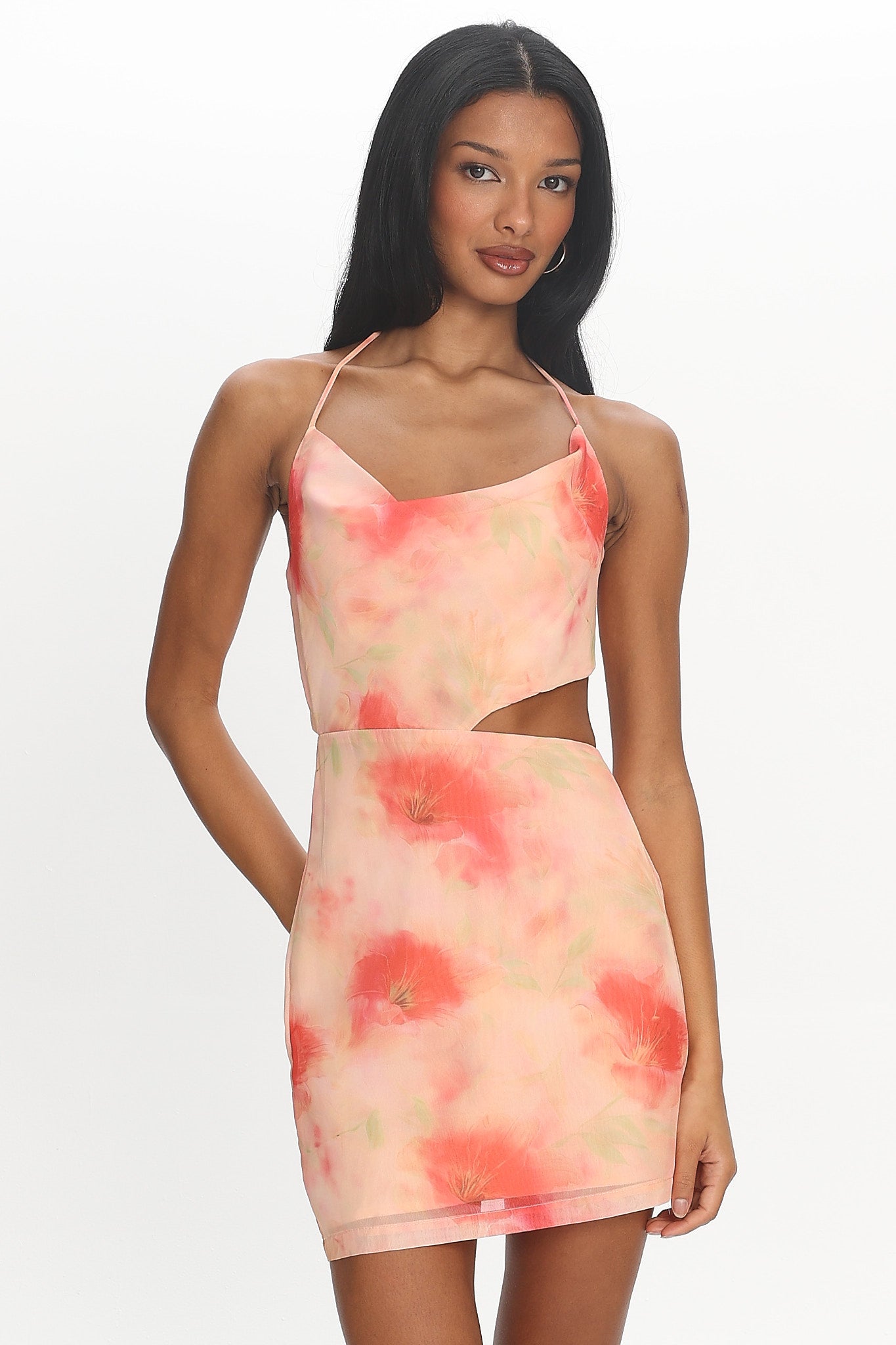floral cutout mini dress Kristian Tied Back Cut-Out Red Dusty Blue Dotted Tulle this dress is perfect Mermaid bridal gown Size:US Size 24W