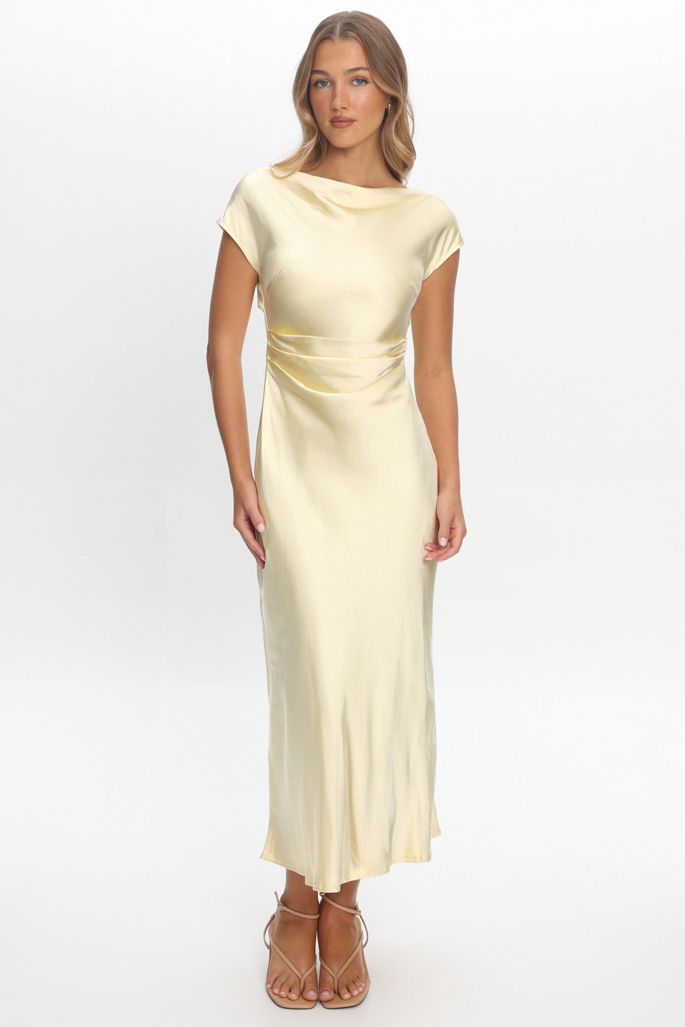 slim fit dress slacks Rose Gold Sequin Long Sleeve Wrap Front Midi Dress main image 0