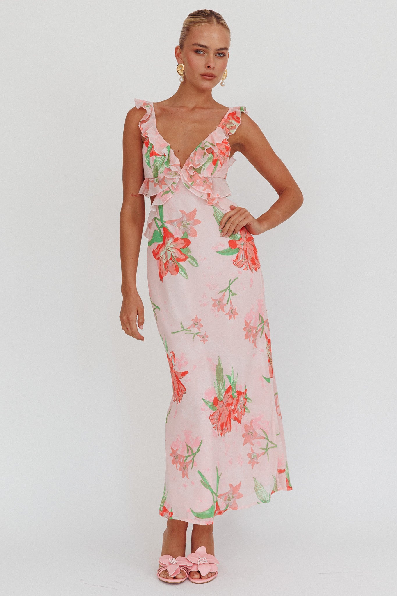 Second Chances Ruffle Trim Maxi Dress Lily Orange Second Chances Ruffle Trim Maxi Dress Lily Orange