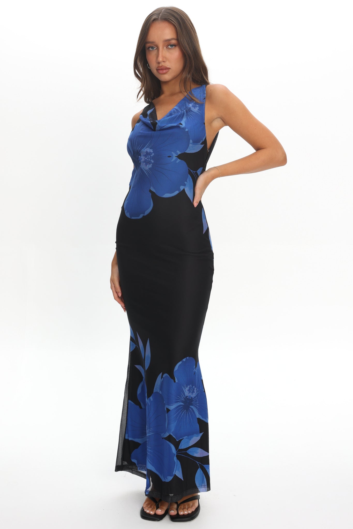 open lace back dress Cassiopeia Open Back Maxi Dress Hibiscus Blue– Selfie Leslie