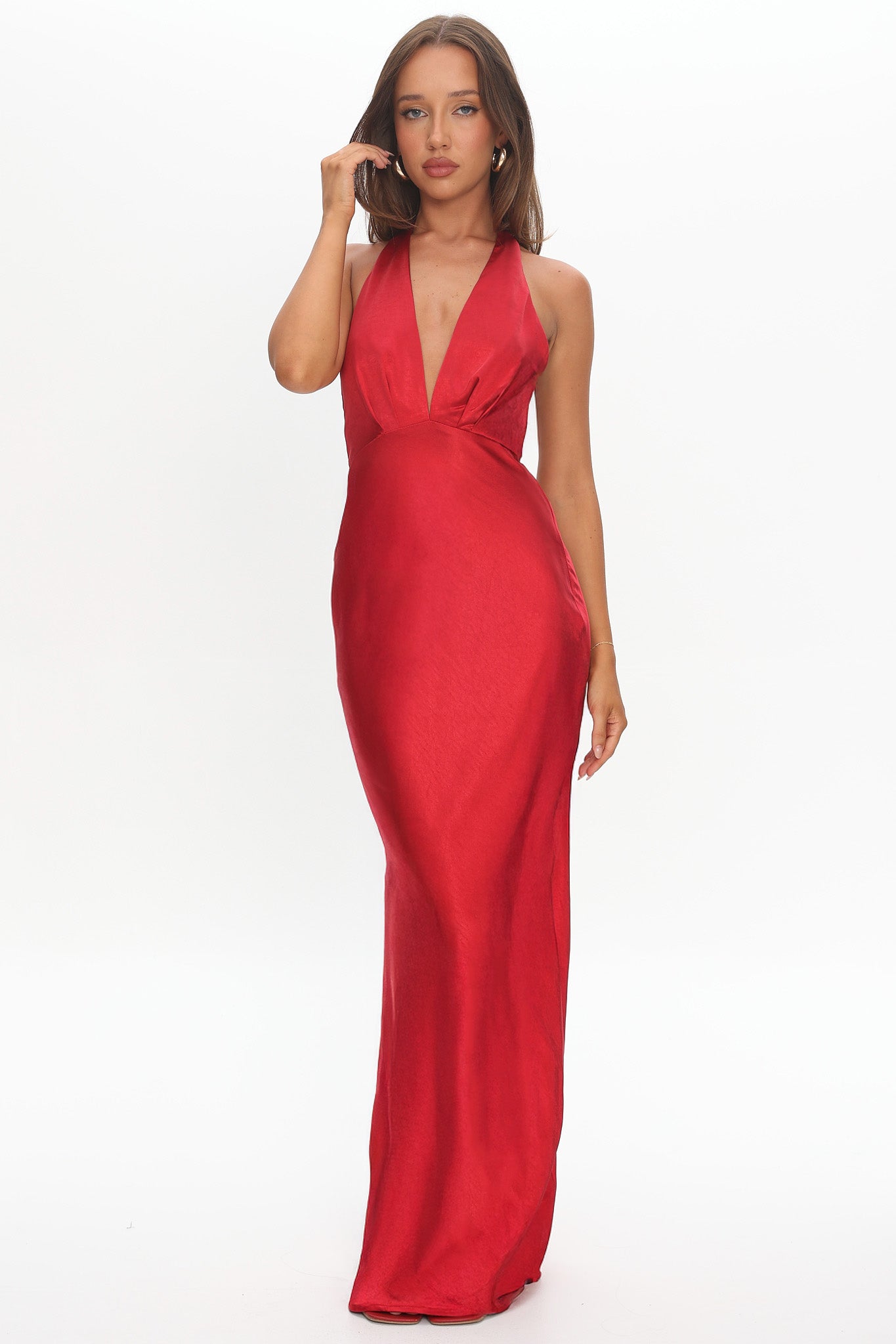 Of Your Dreams Rose Accent Halter Dress Red - M Of Your Dreams Rose Accent Halter Dress Red - M