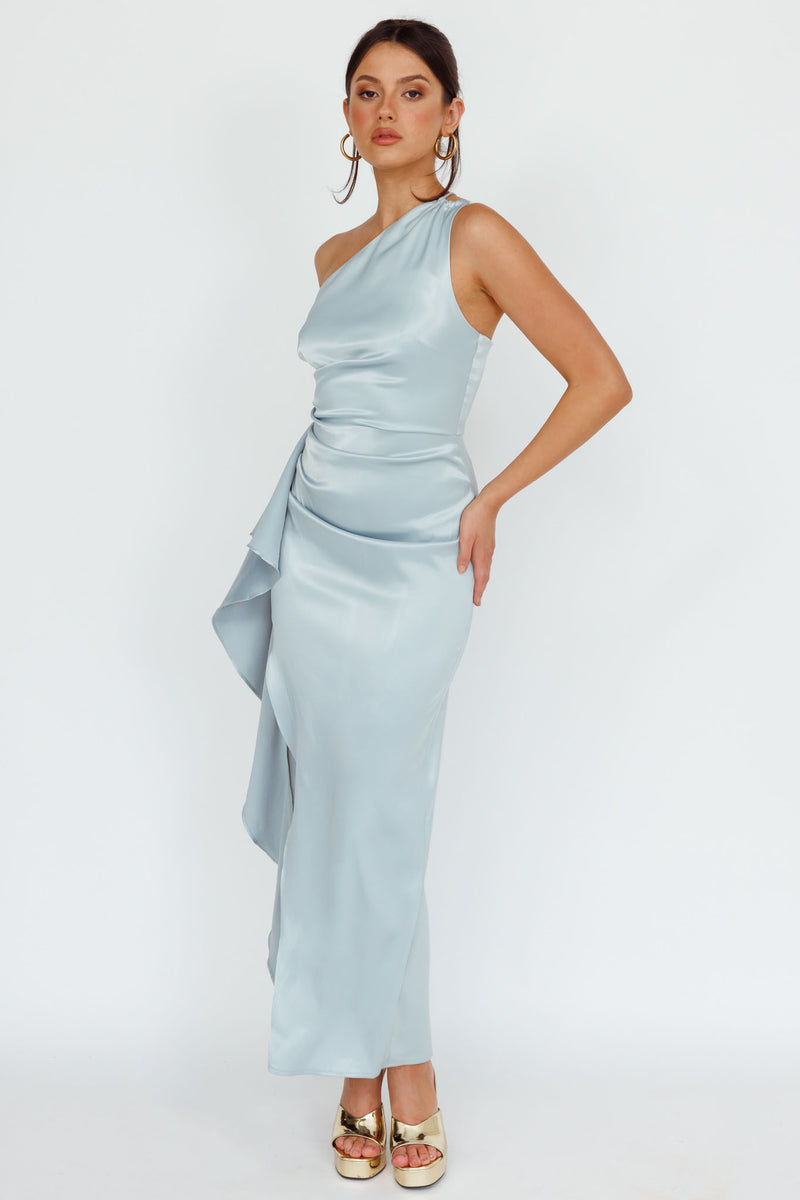 Kamillia One-Shoulder Split Maxi Dress Olive
