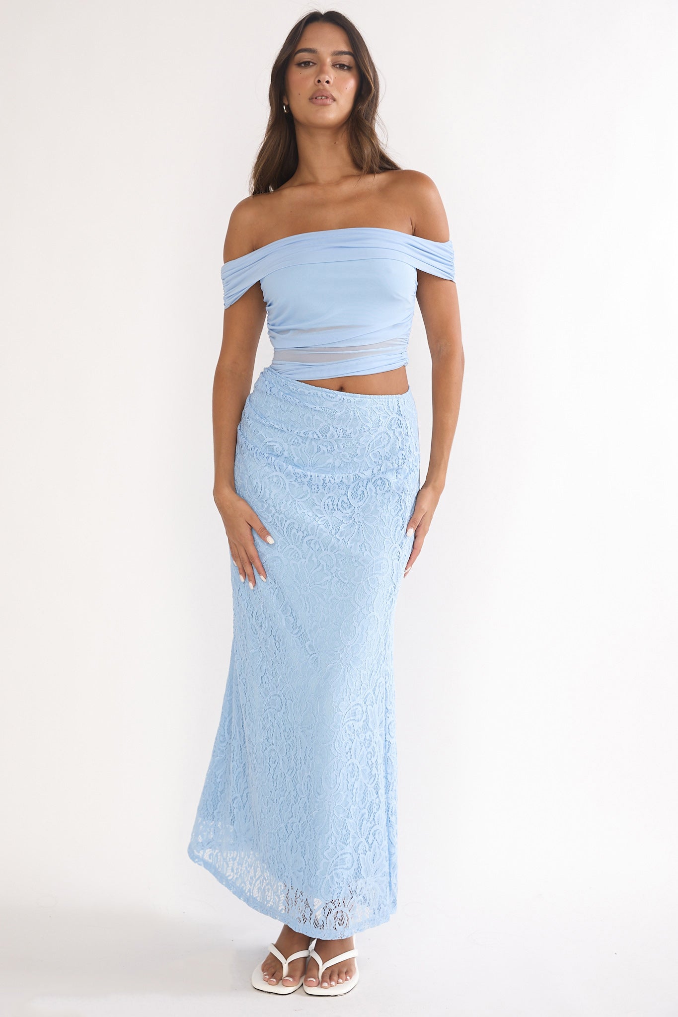 light blue lace maxi dress Lorely Off-Shoulder Size:XXL cocktail dress blue color Enter your romantic era pm_70