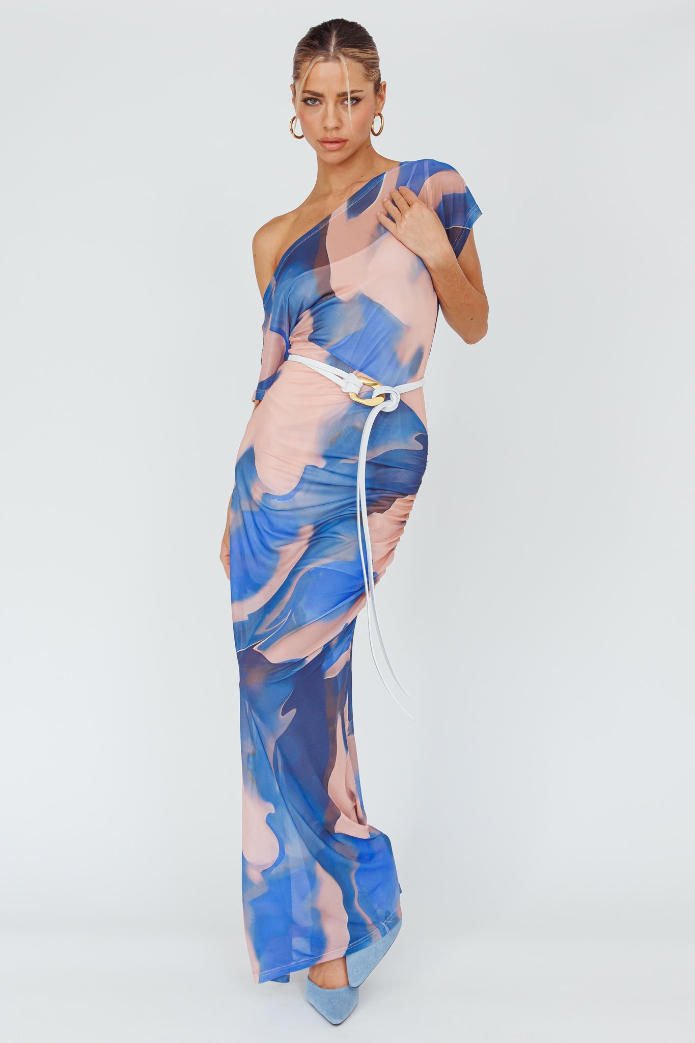 Tumi Short Sleeve Maxi Dress Printed Beige