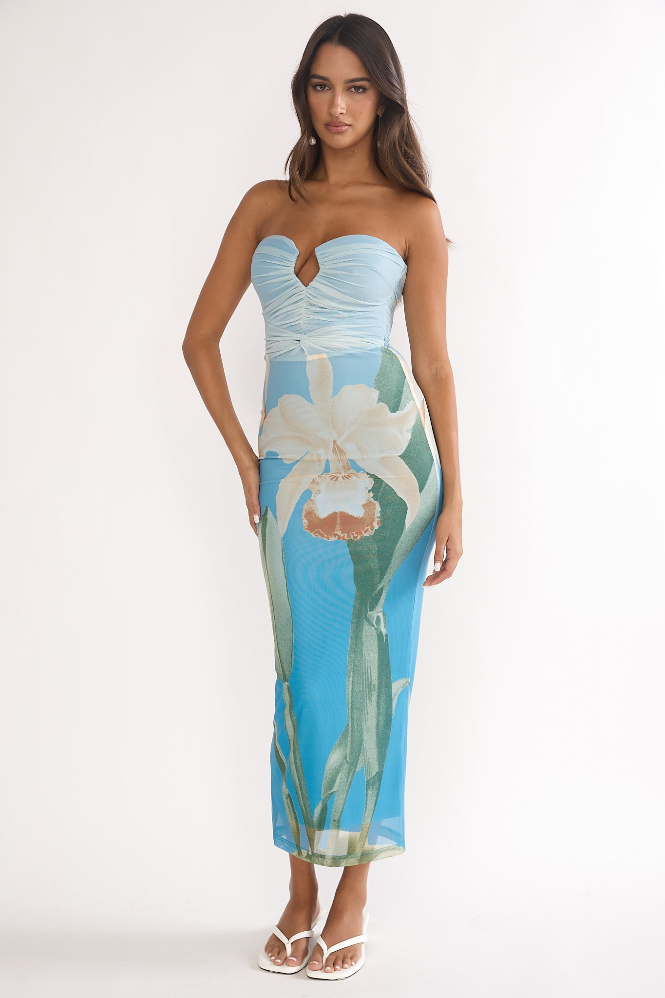 Lahita Strapless Midi Dress Orchid Blue - L Lahita Strapless Midi Dress Orchid Blue - L