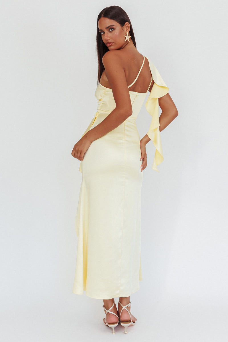 Carmel One-Shoulder Sash Maxi Dress Floral Butter