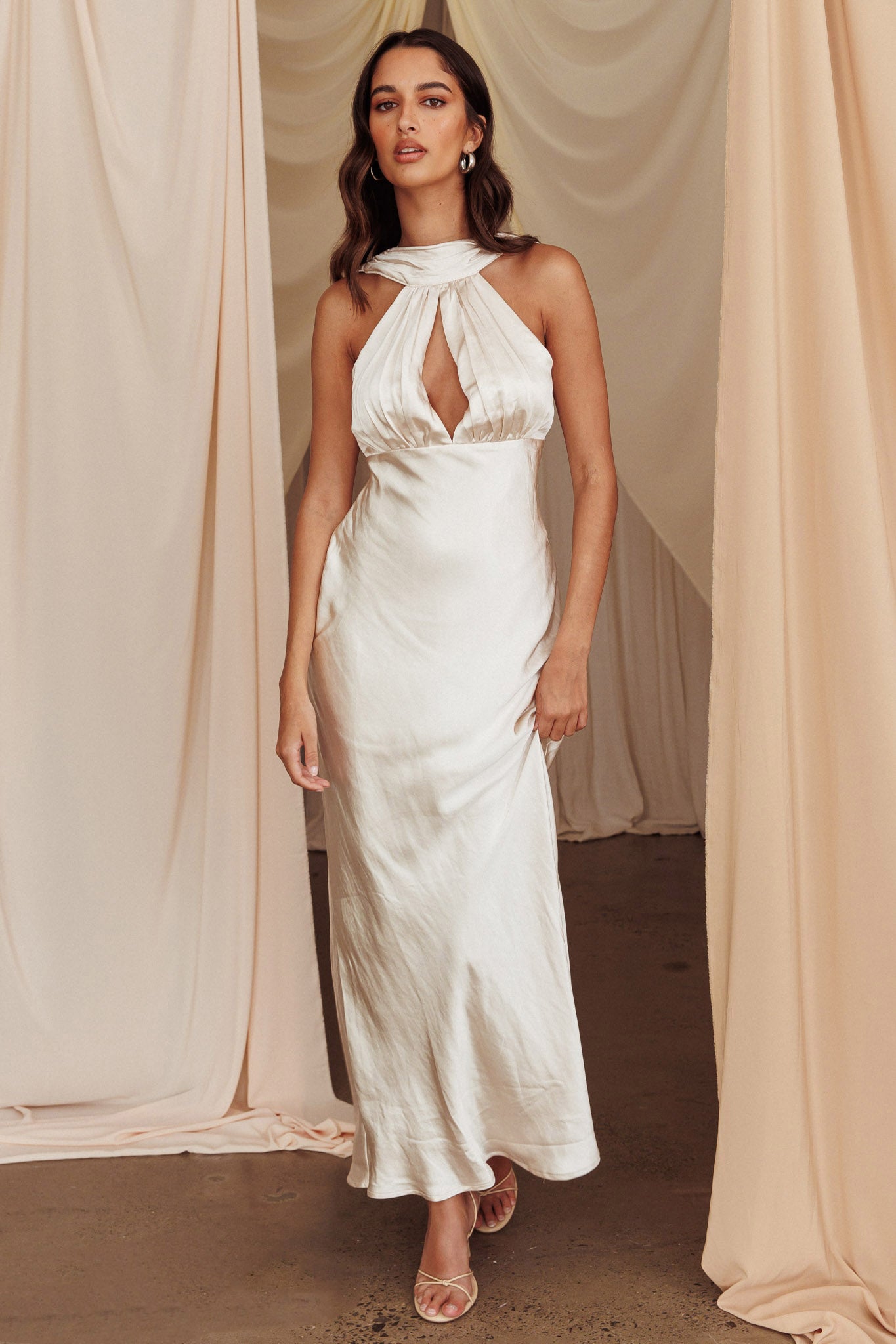 Starry Nights Cowl Back Maxi Dress Champagne Starry Nights Cowl Back Maxi Dress Champagne
