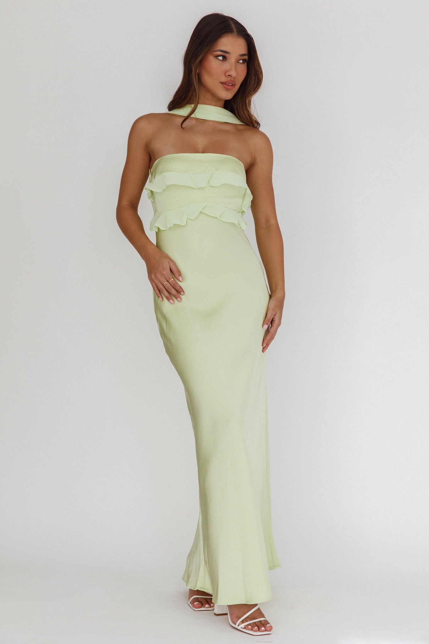 halter wrap dress Yellow Floral Halter Maxi Dress – Gabi Swimwear main image 1