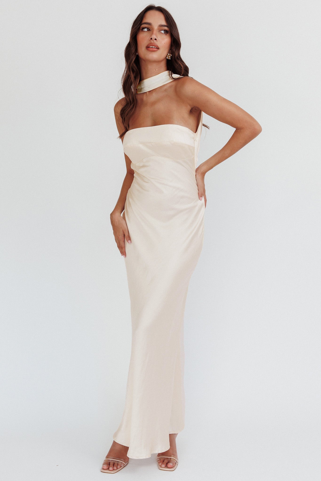 Damsel Reverse Halter Maxi Dress Oyster Damsel Reverse Halter Maxi Dress Oyster