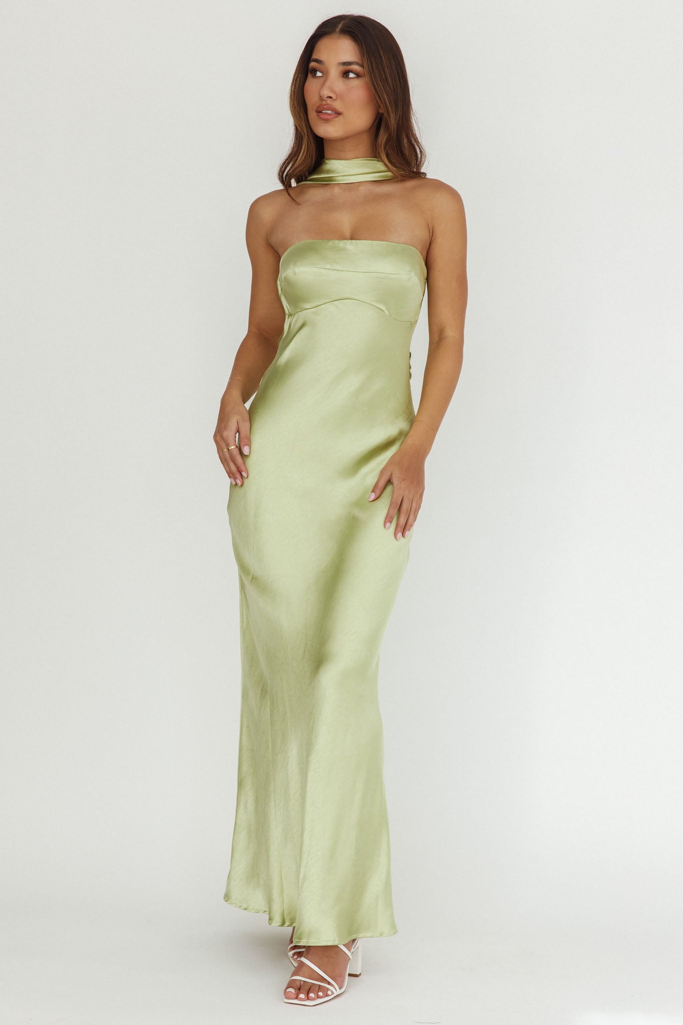Damsel Reverse Halter Maxi Dress Pistachio Damsel Reverse Halter Maxi Dress Pistachio