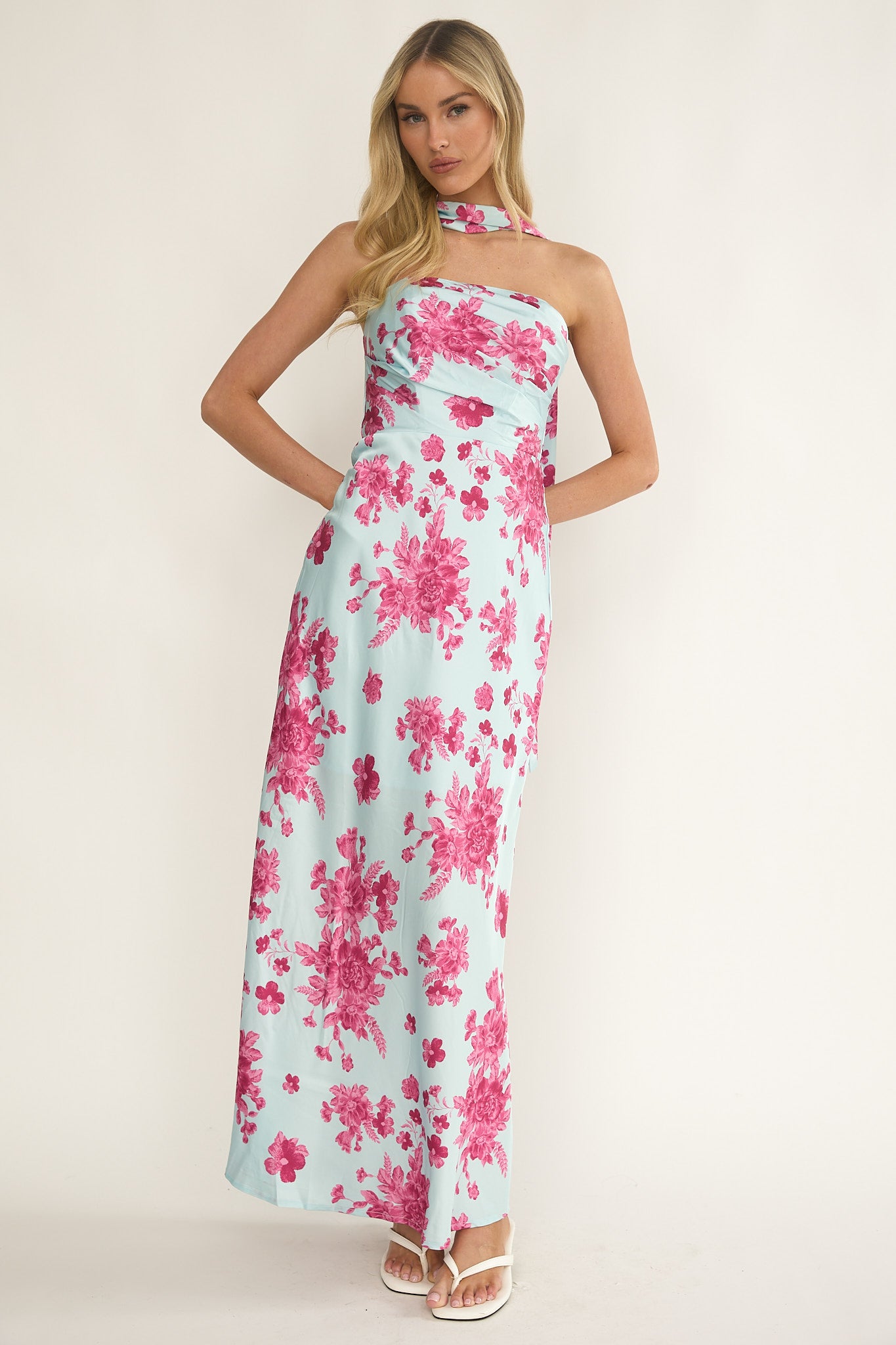 chinese dress ladies Chiffon Strapless Scarf Slit Gown by Ladivine CD383 – ABC Fashion main image 0