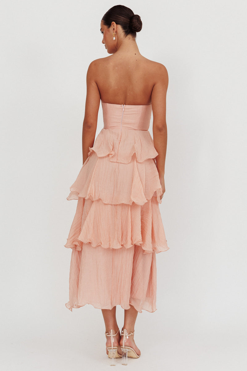 Everlee Strapless Split Midi Dress Peach main image 0