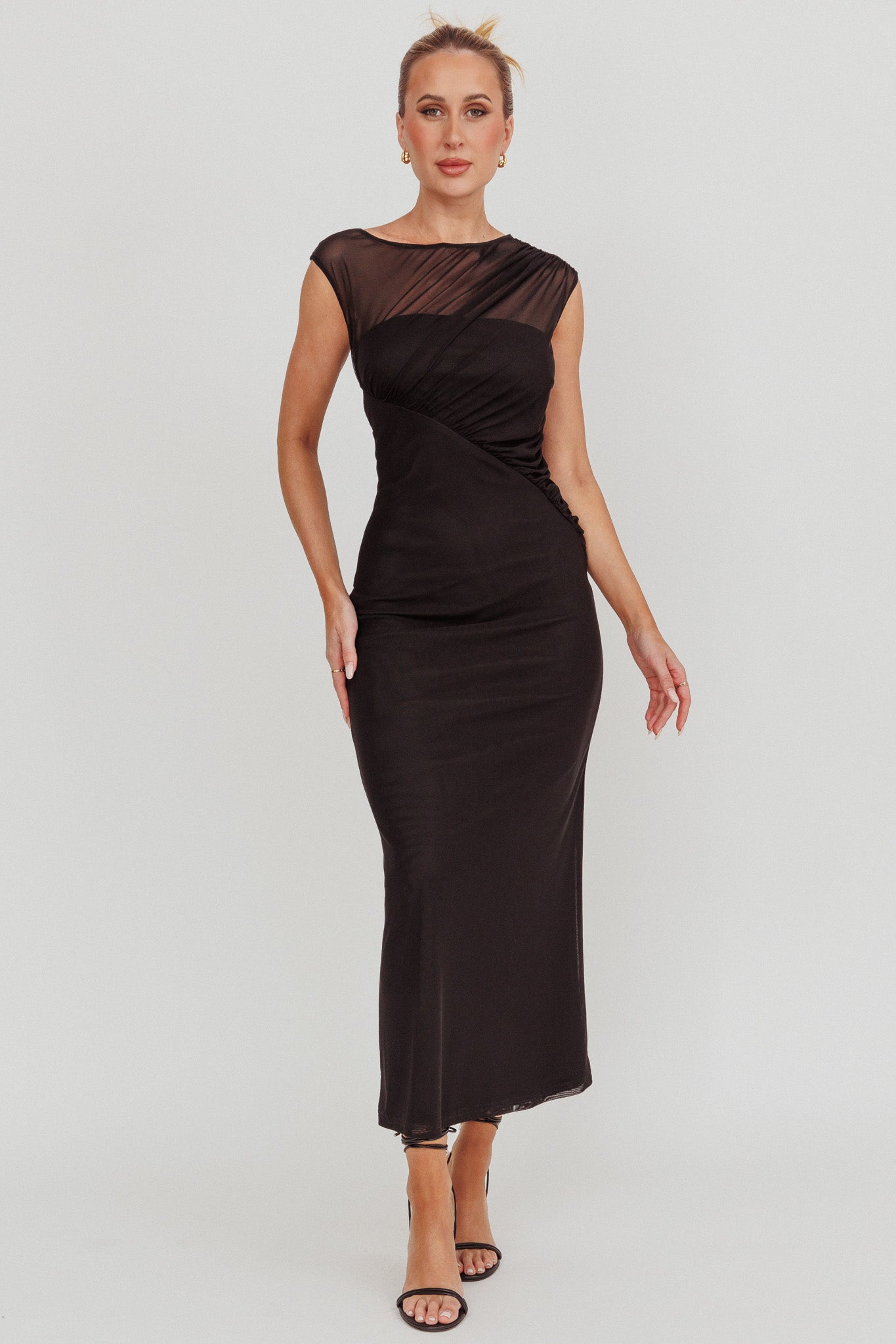 Passion Mesh Sleeveless Maxi Dress Black XS Passion Mesh Sleeveless Maxi Dress Black XS