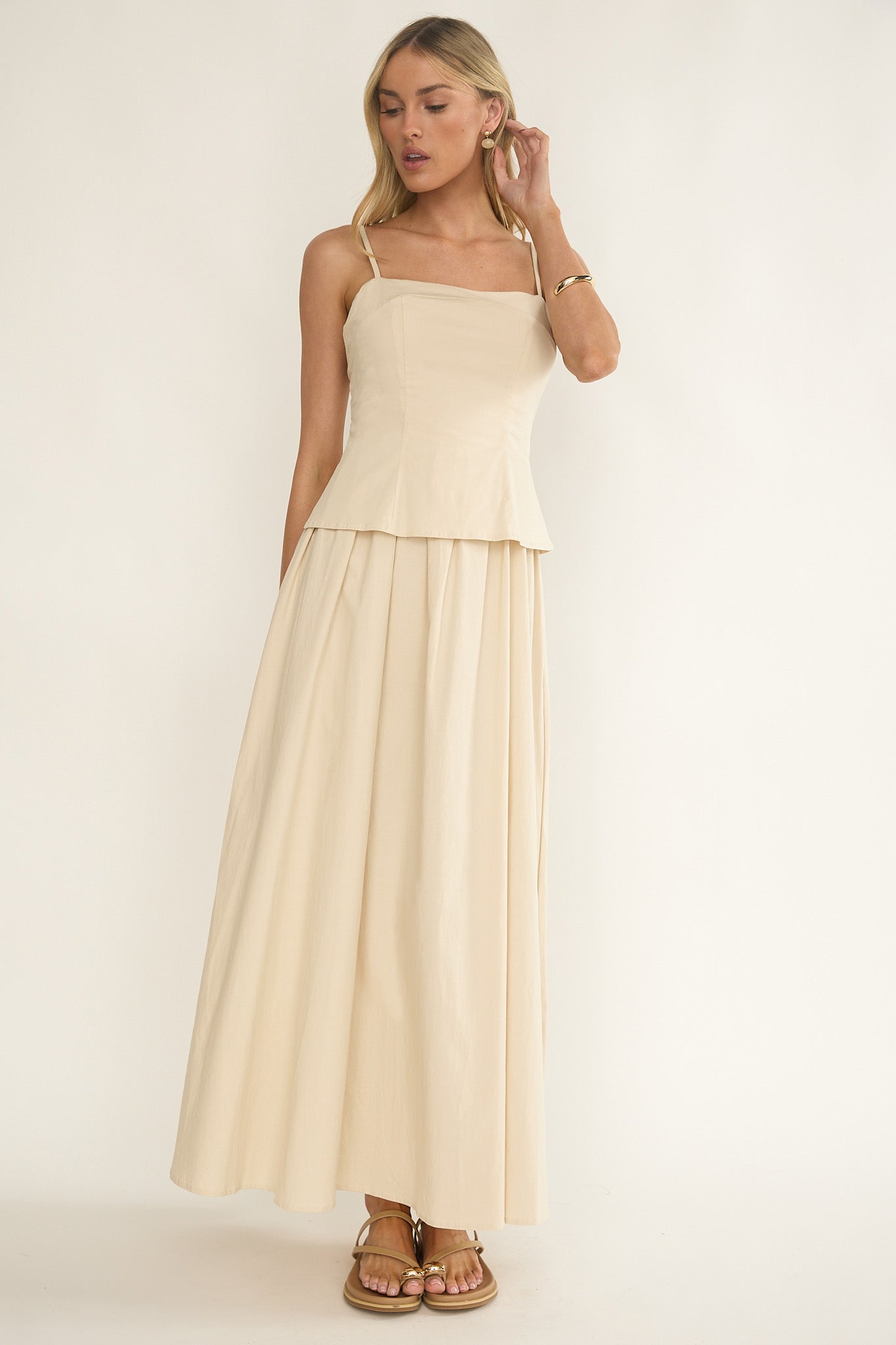 cami strap maxi dress Antonita Cami Strap Maxi Dress Stone