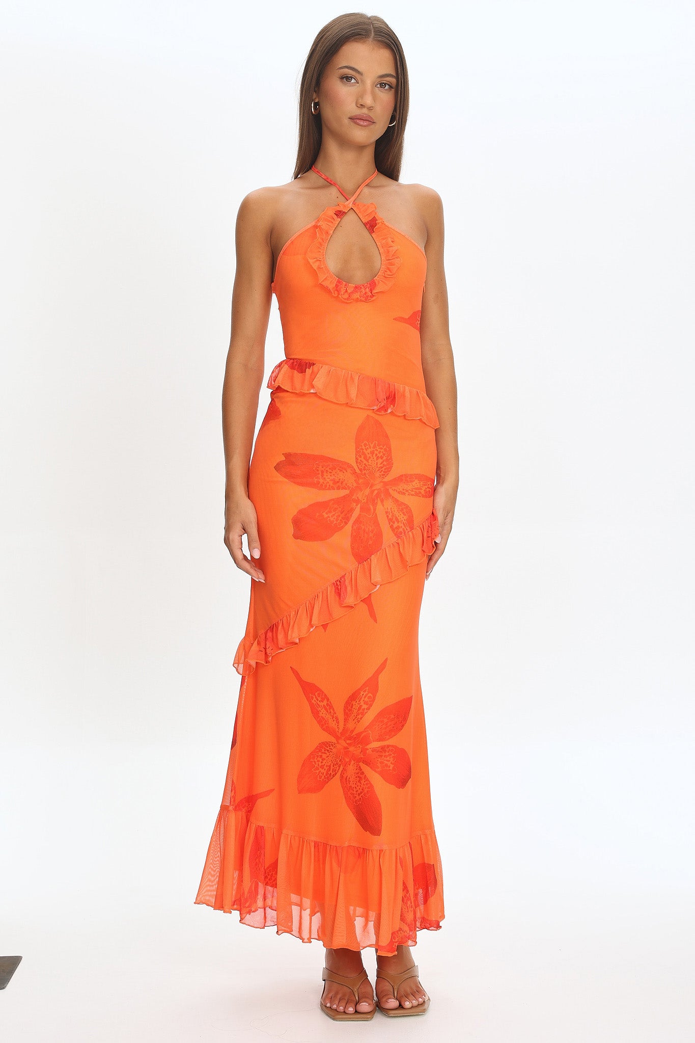 mesh overlay maxi dress Mesh Overlay Maxi Dress - White