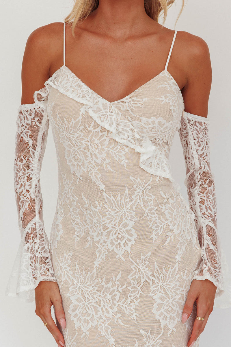 One Shoulder Sleeveless Lace Dress With Sash White Plus Size