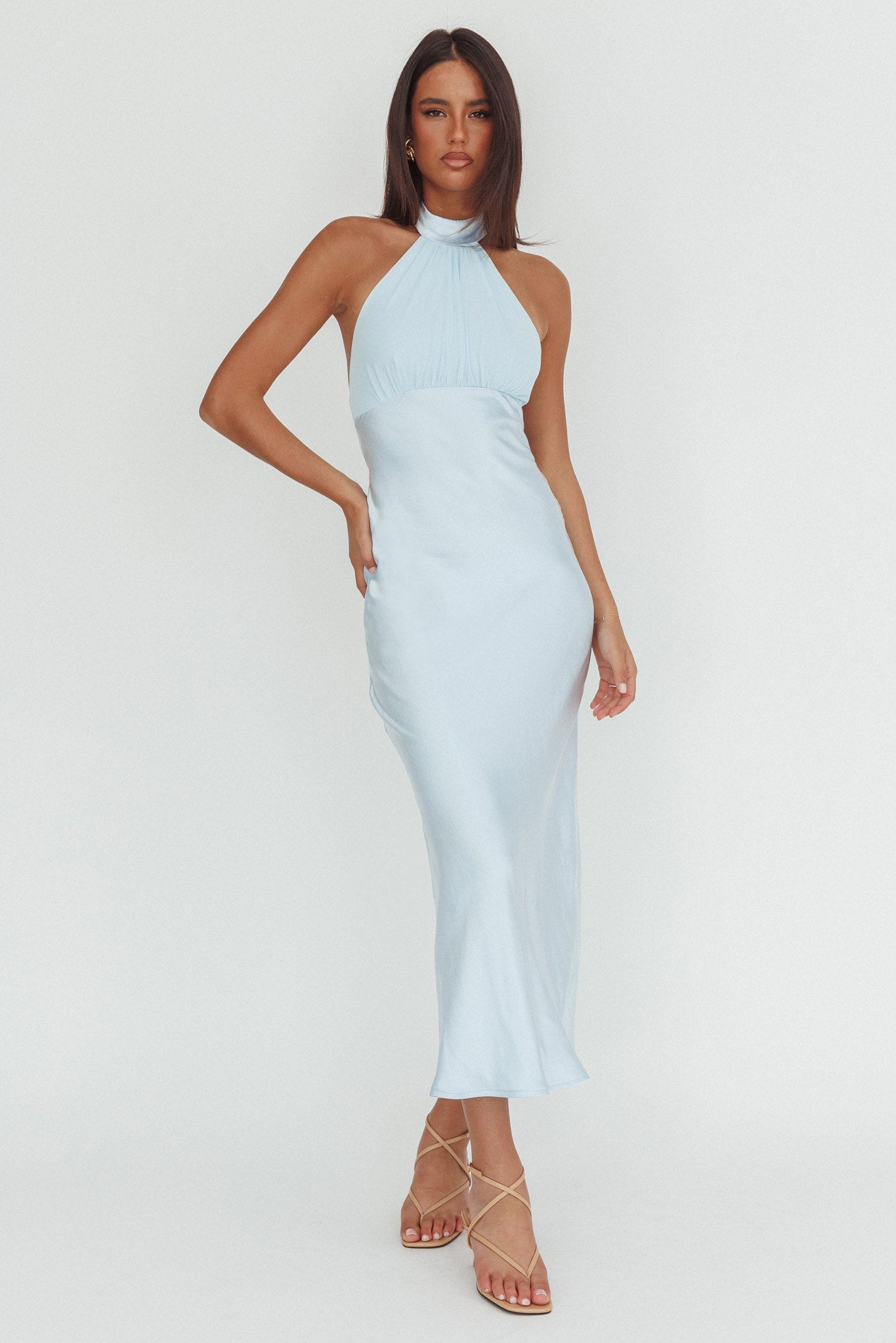 Kaivira Halterneck Maxi Dress Ice Blue XL