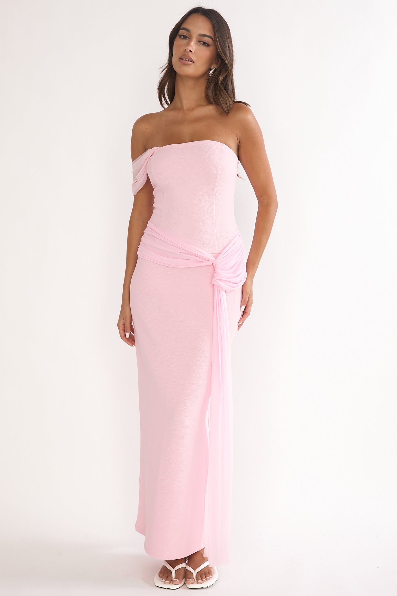 Chiavari Waist Drape Maxi Dress Pink - L Chiavari Waist Drape Maxi Dress Pink - L