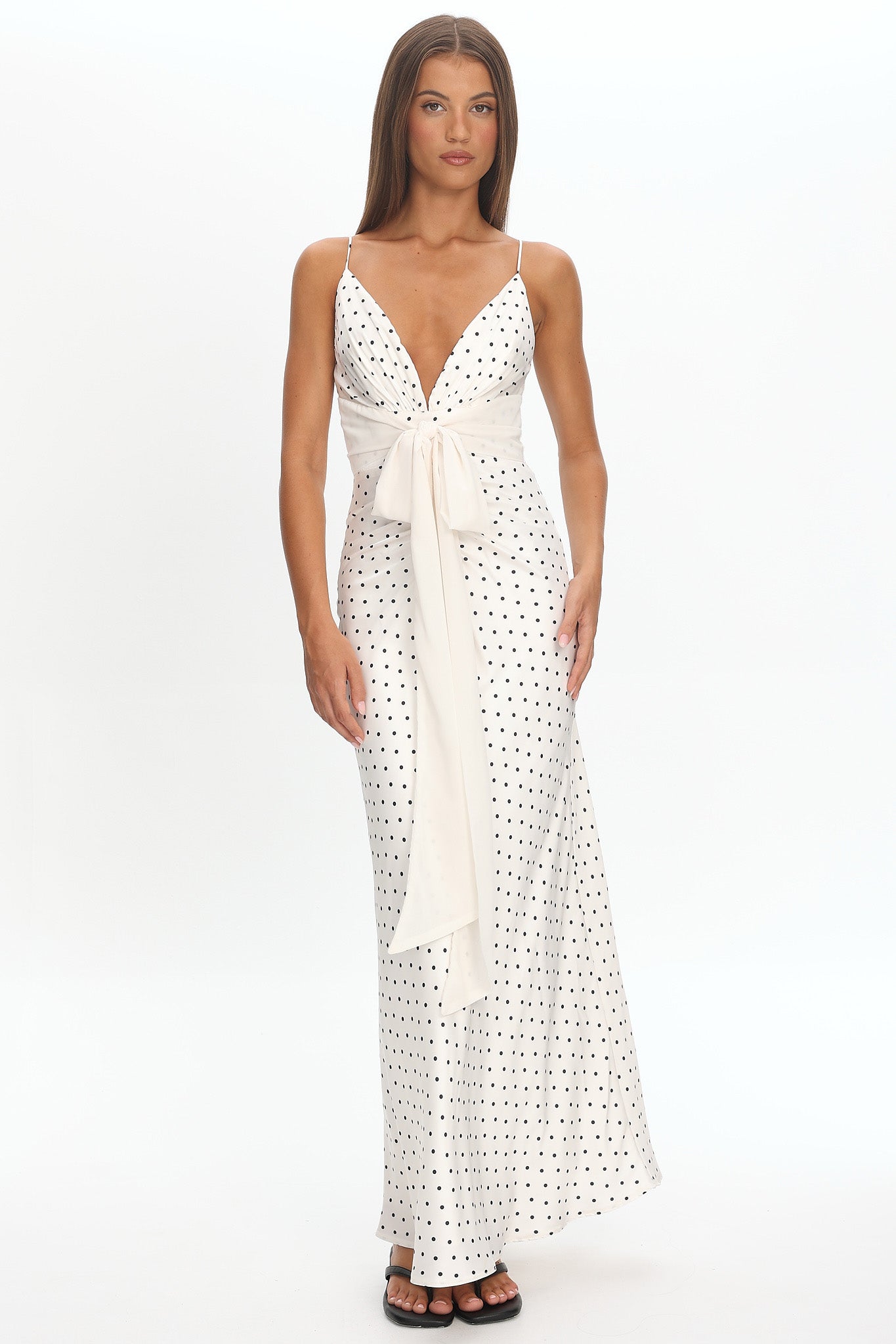 Ambrette Bow Waist Maxi Dress Polka Dot Cream Ambrette Bow Waist Maxi Dress Polka Dot Cream