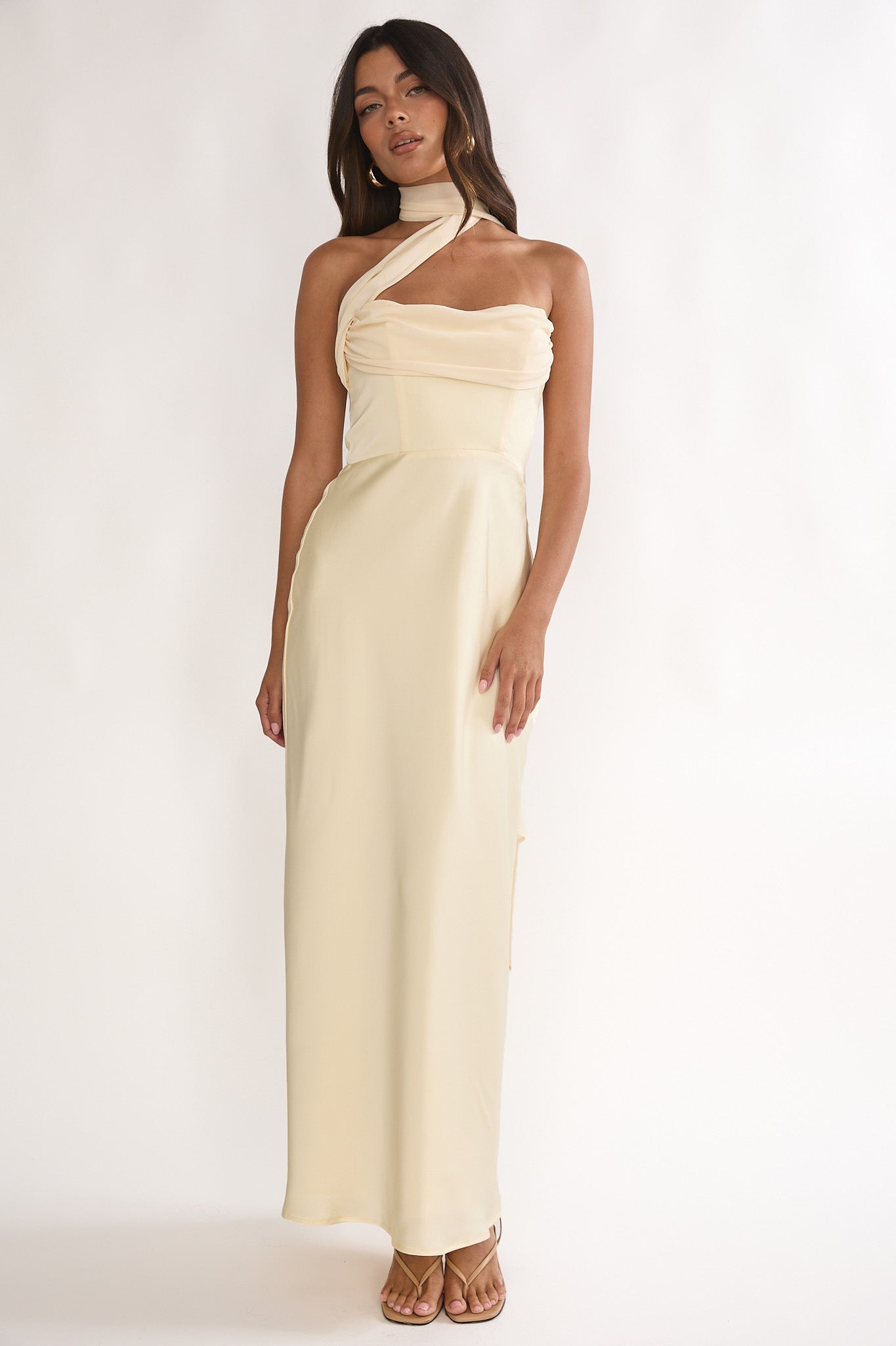 Merisalyn Strapless Scarf Maxi Dress Butter M Merisalyn Strapless Scarf Maxi Dress Butter M