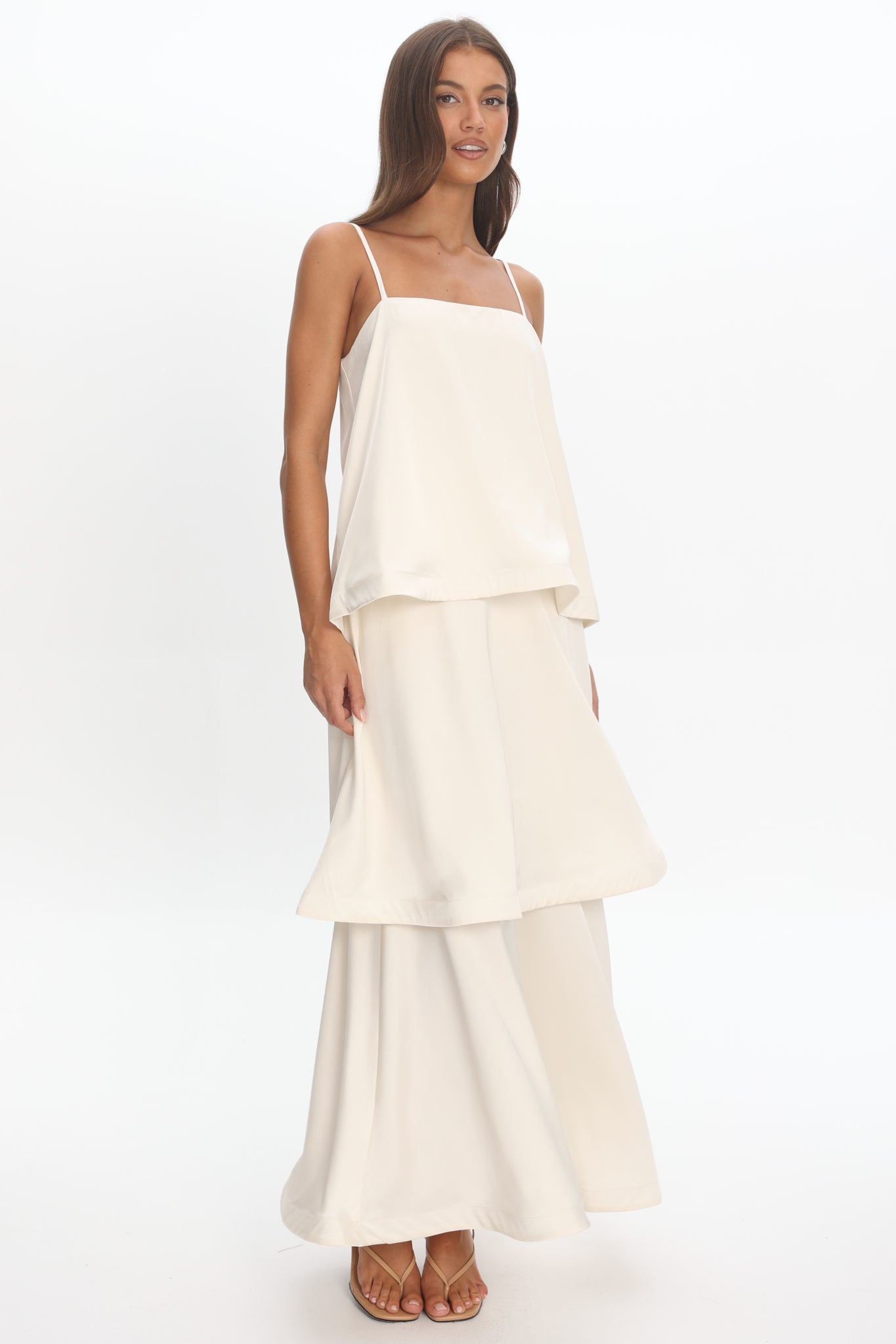 Morning Ray Layered Maxi Dress Ivory - L