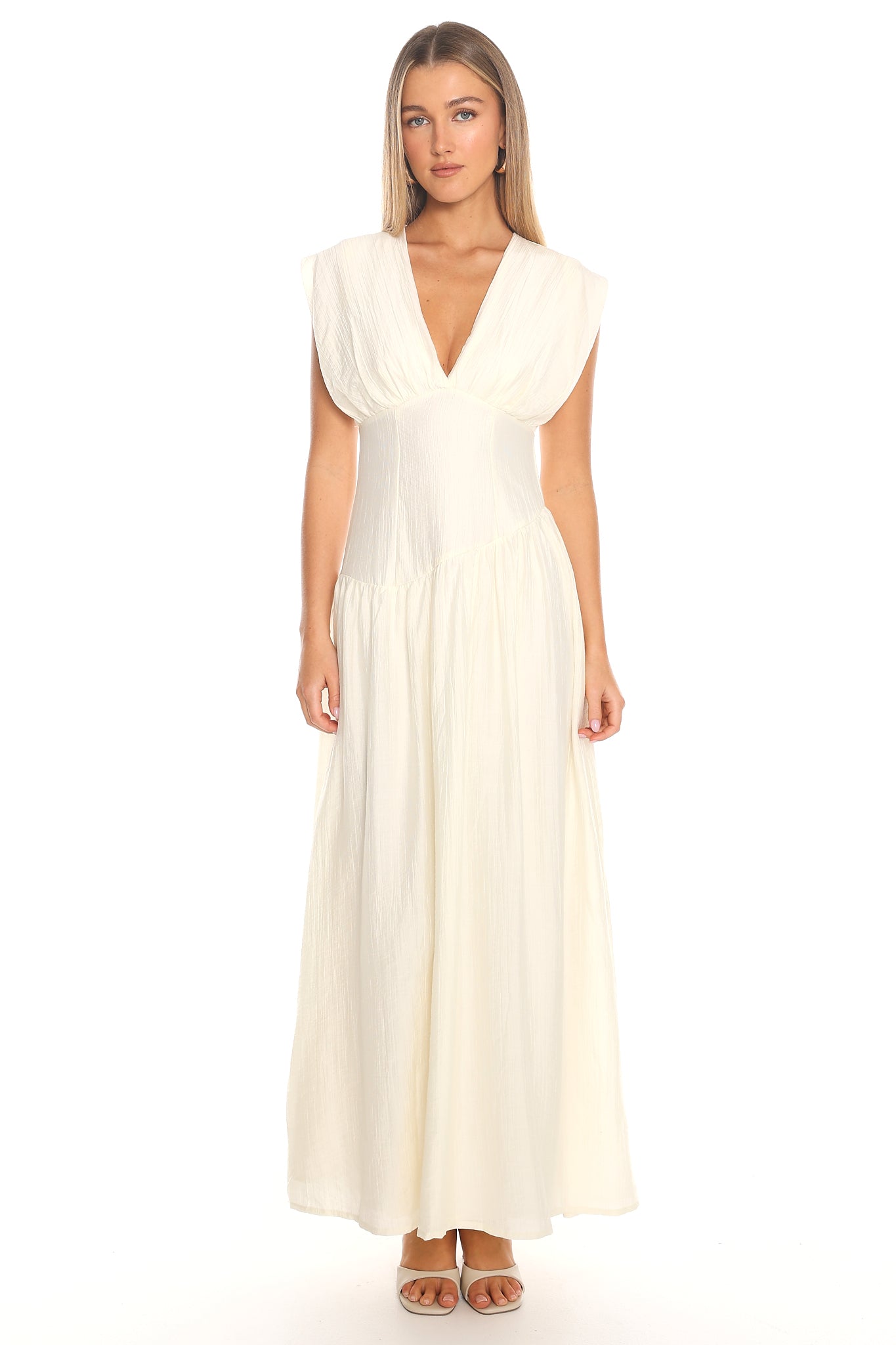 Danicka Asymmetric Waist Maxi Dress Cream