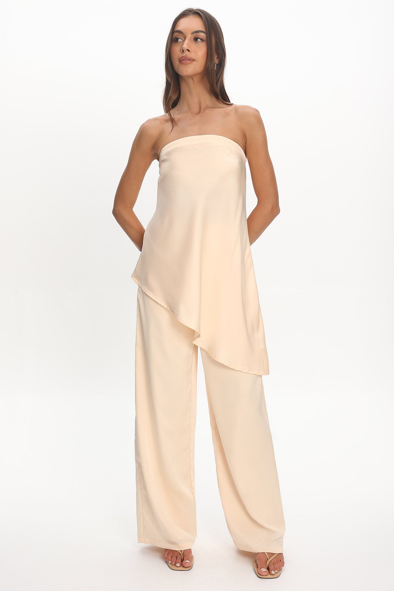 Danita Elastic Waist Pants Vanilla | Selfie Leslie