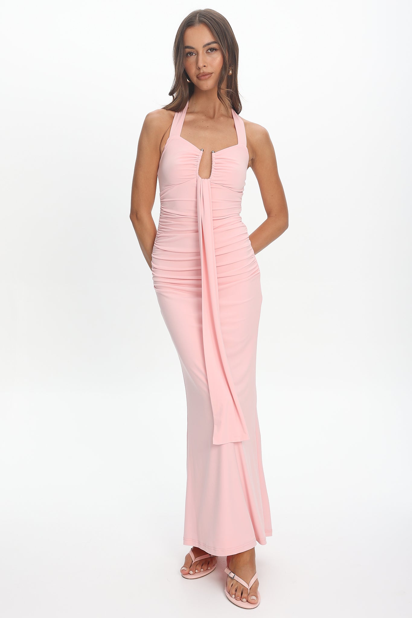 pink womens maxi dress Opera Drape Bust Maxi Dress Pink