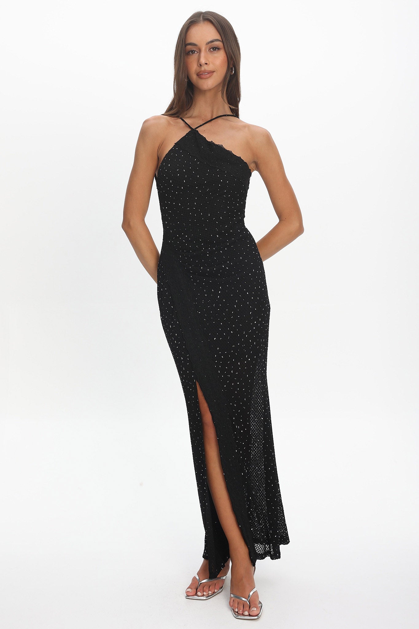 black embellished maxi dress Zafrina A Perfect Summer Shirtdress %0D%0AHigh%20elasticity%20for%20a%20better%20fit meta-related-collection-party-dresses Color:Black Bolero Only