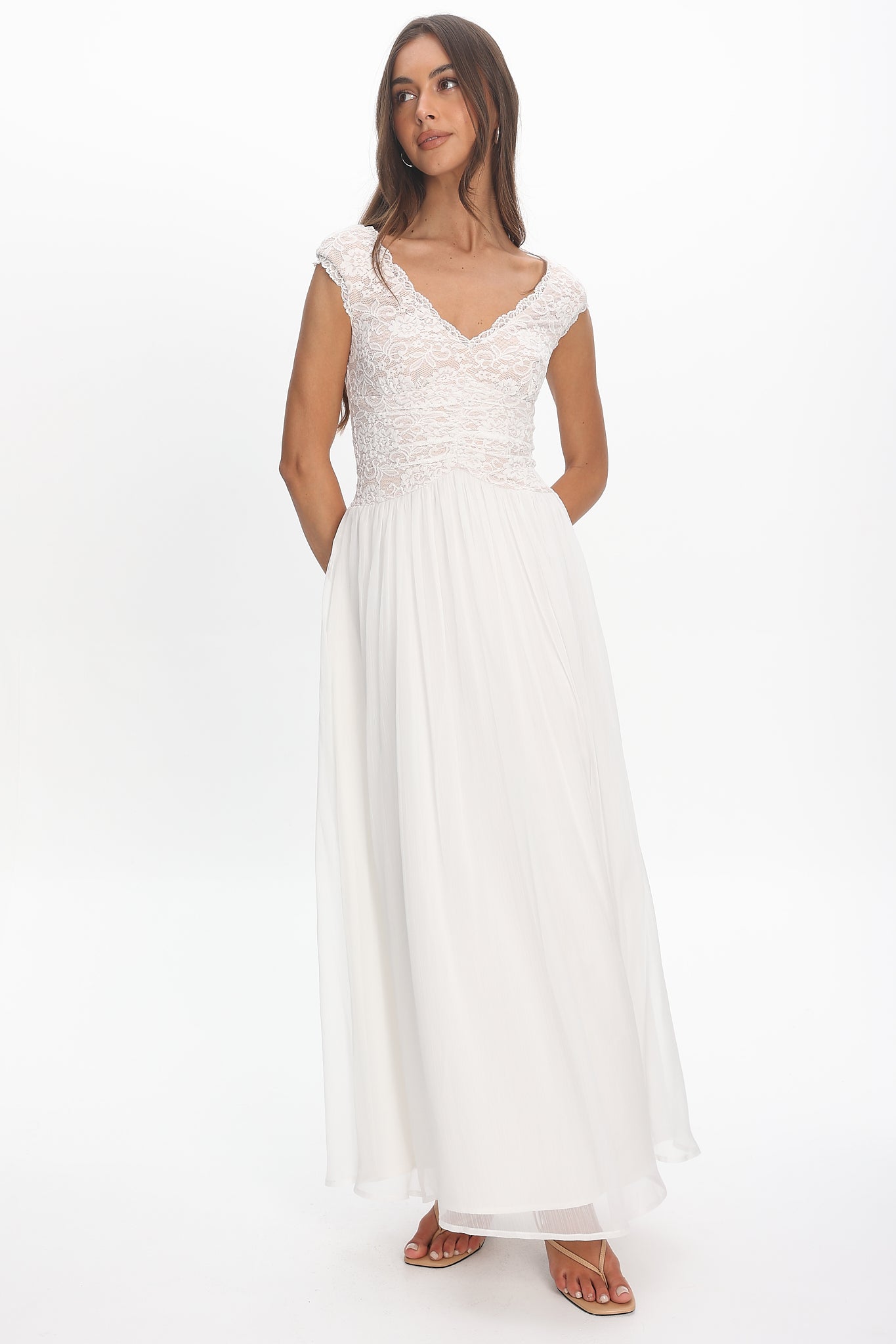 Korinna Lace Bodice Maxi Dress White - M Korinna Lace Bodice Maxi Dress White - M