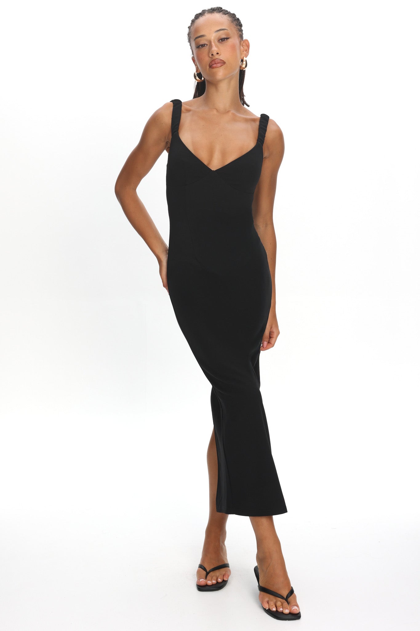 flattering black maxi dress Candace