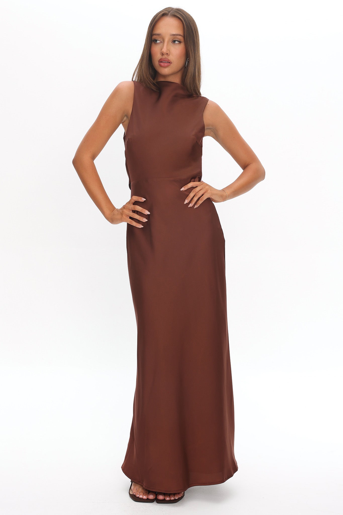 Effie Cowl Back Maxi Dress Cocoa Effie Cowl Back Maxi Dress Cocoa
