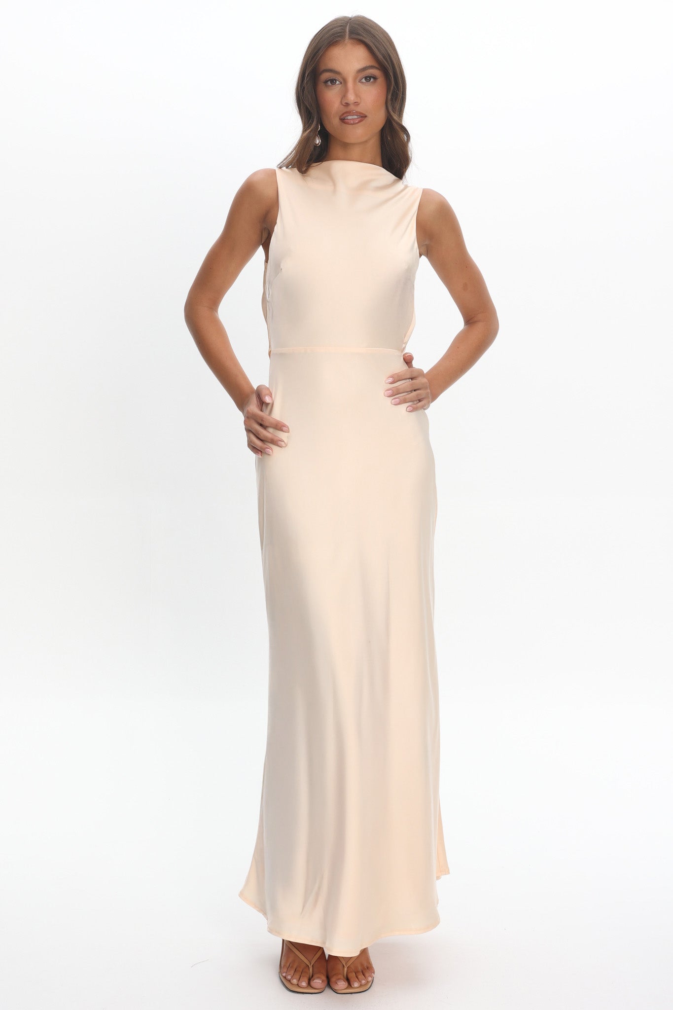 Effie Cowl Back Maxi Dress Cream– Selfie Leslie