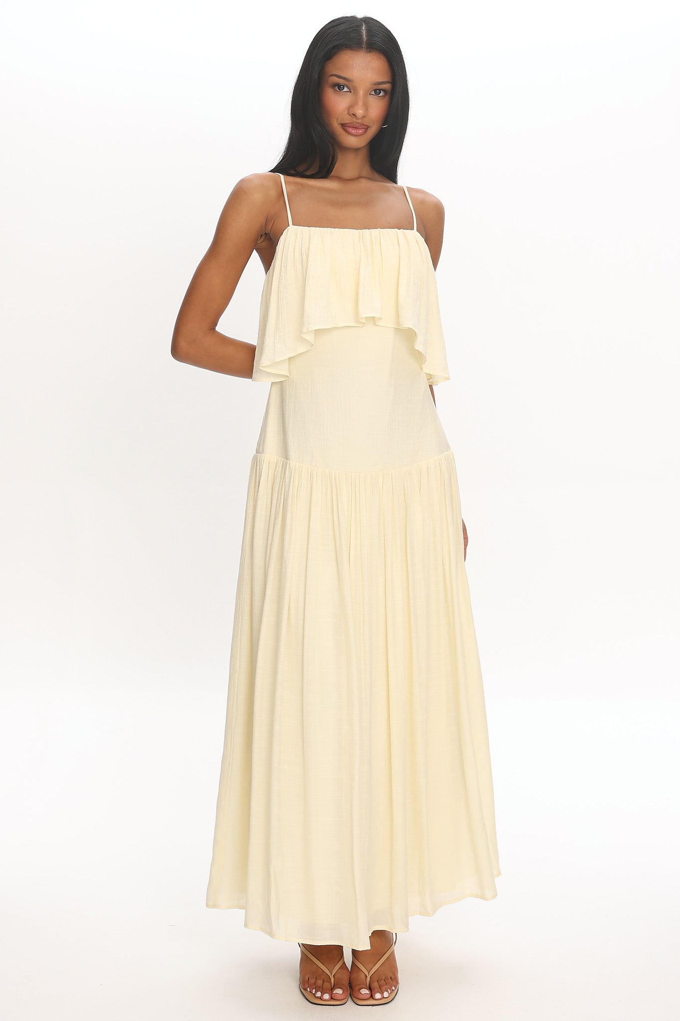 Eros Ruffle Maxi Dress Cream