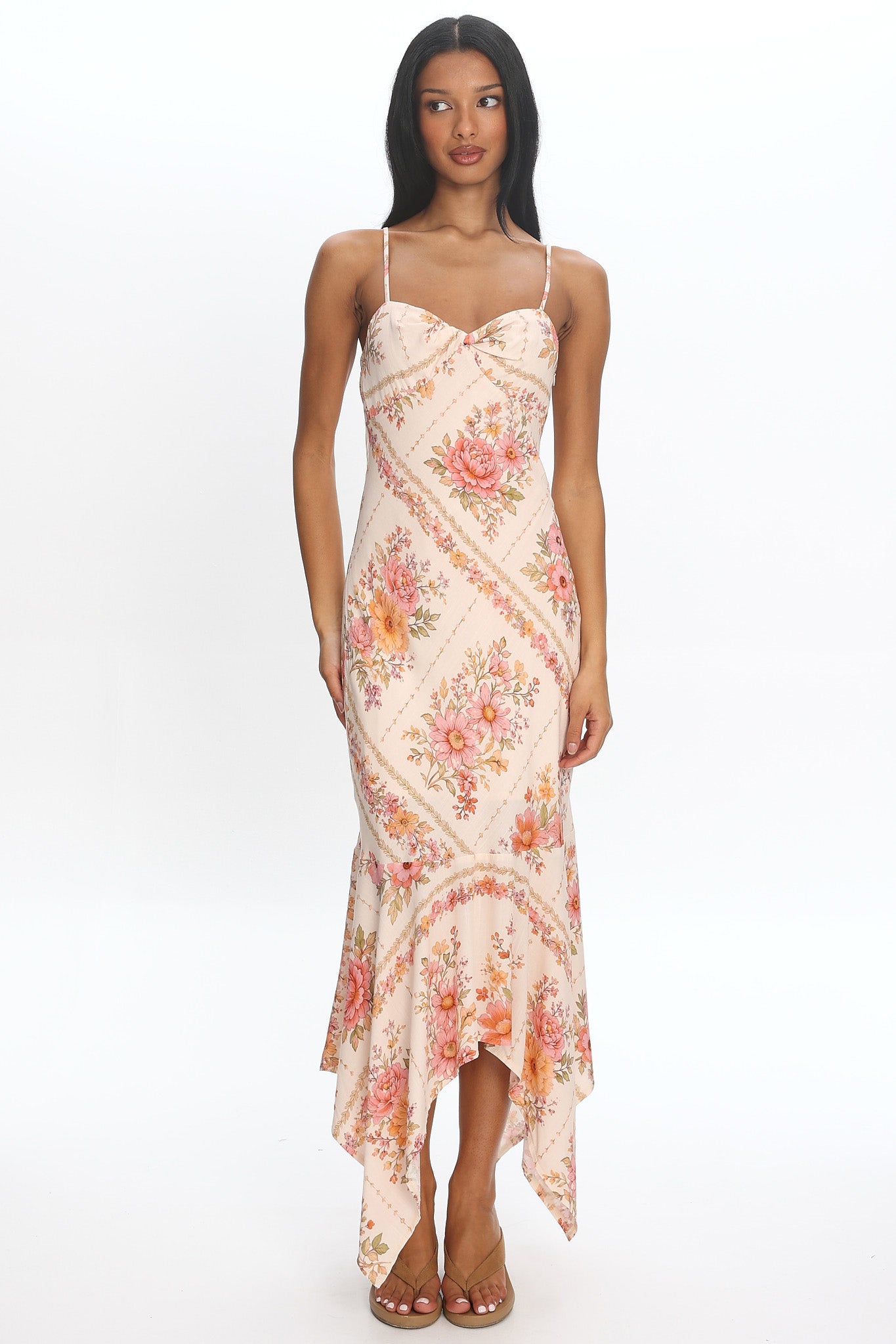 Rosalind Twist-Front Handkerchief Dress Pink