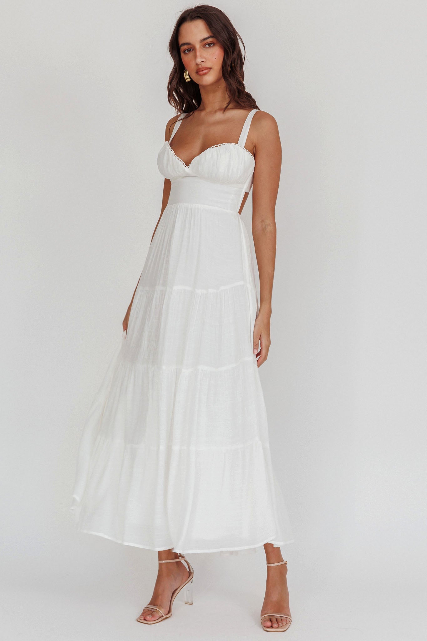 Neptune Cut Out Back A-Line Maxi Dress White | Selfie Leslie Neptune Cut Out Back A-Line Maxi Dress White | Selfie Leslie